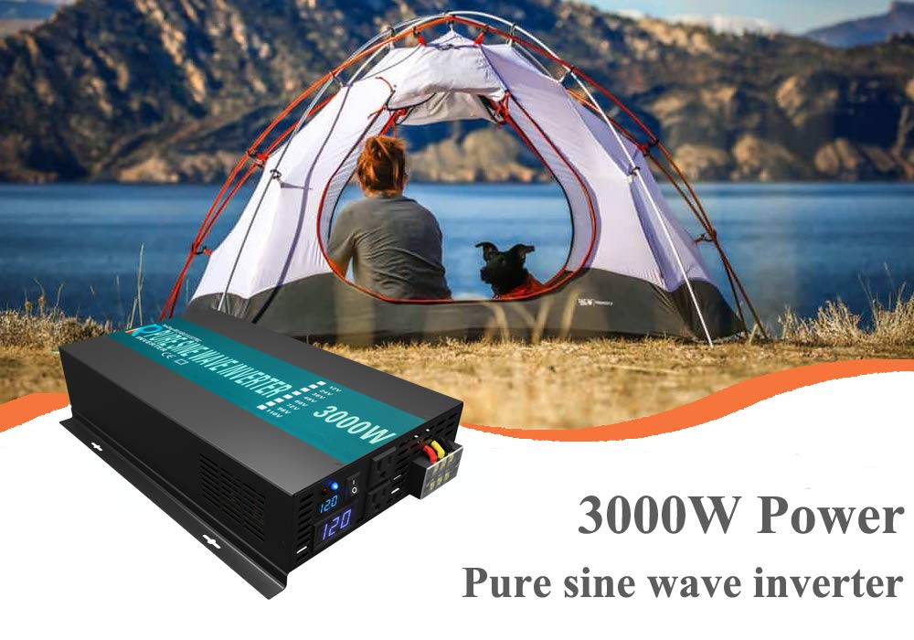 Reliable 3000W High Efficiency Pure Sine Wave Solar Power Inverter 12V 120V 60Hz Power Converter LED Display