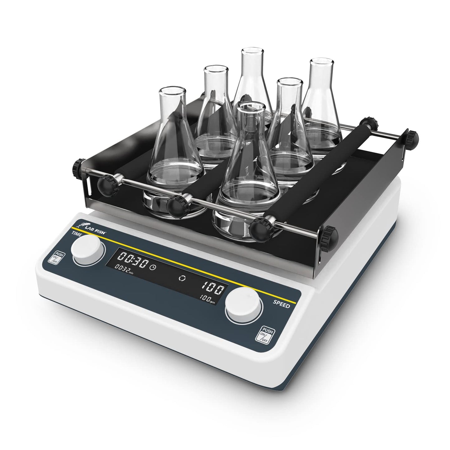 LAB FISH Digital Orbital Shaker, 40-200 RPM Lab Shaker with Timer, 9.85x9.85 Inch Platform, 2KG Capacity, for Chemical & Biological Mixing, Culturing