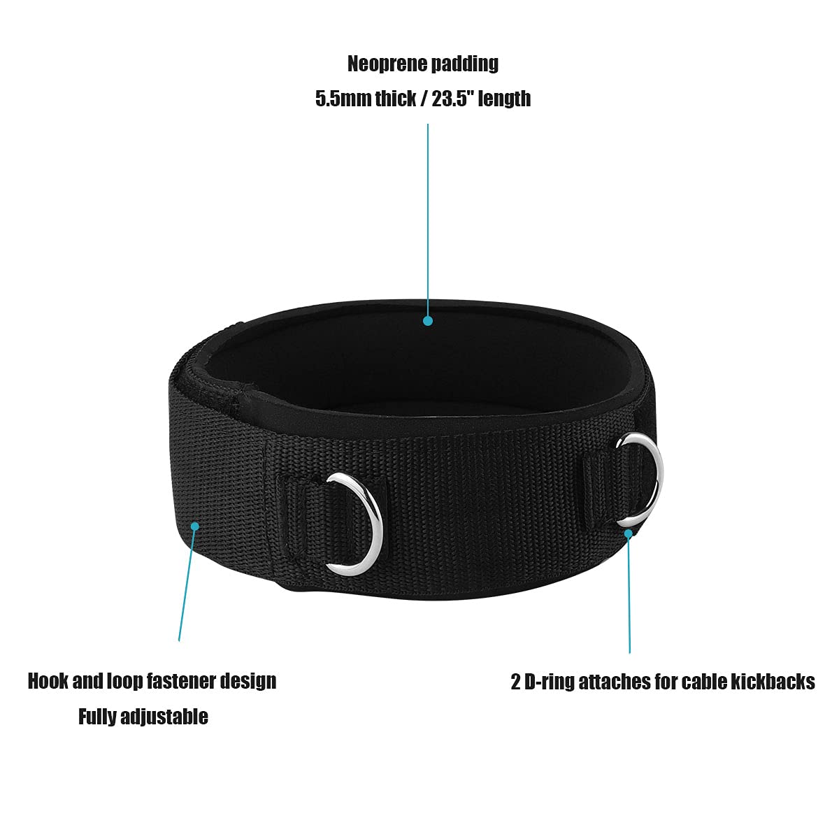 Vishusju Thigh Straps Ankle Cuffs Adjustable Neoprene Padded Cable Machines Legs Exercise Attachment Gym Workout