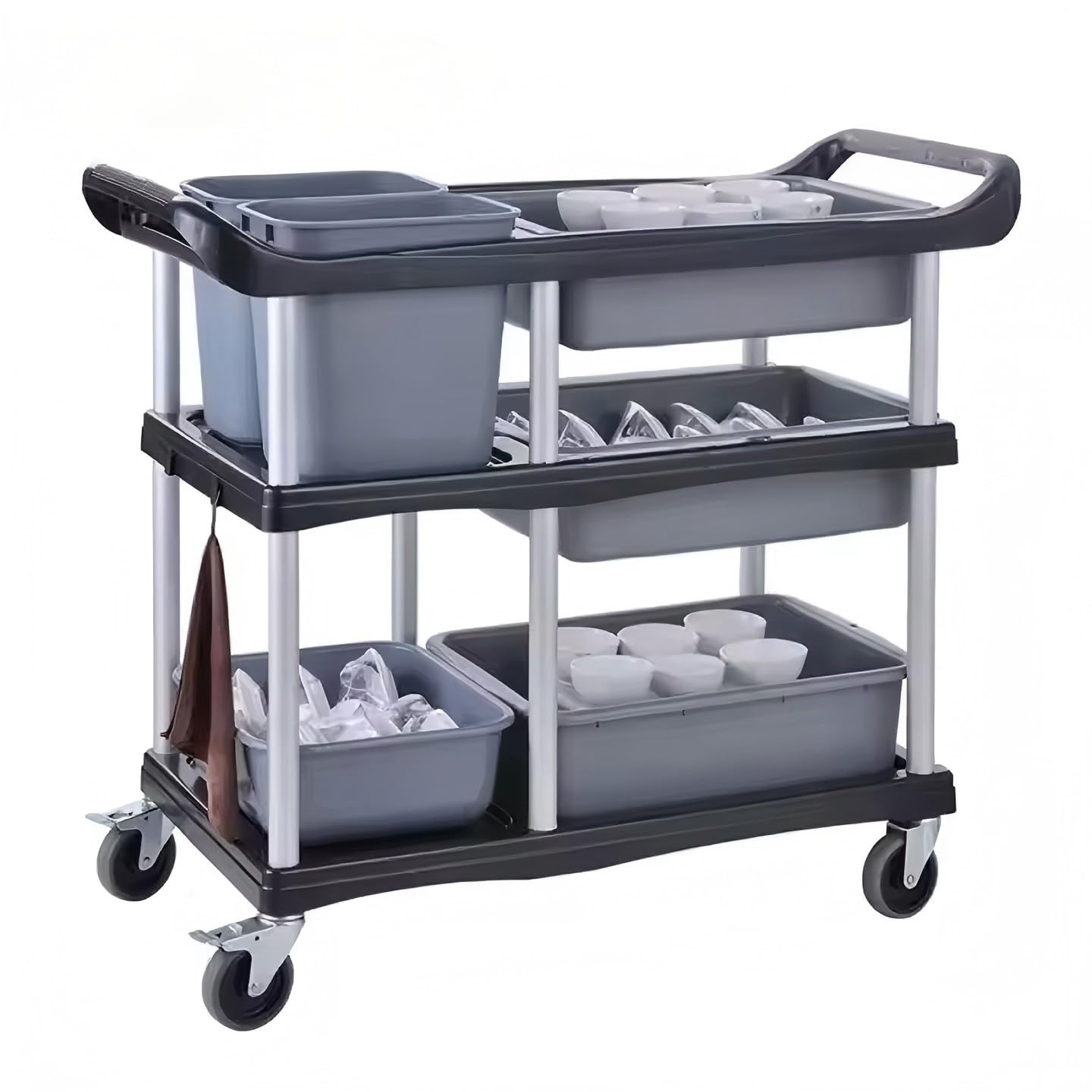 Commercial Products Standard Bus Box/Utility Cart,Gray Large Bus Tub, Plastic, Heavy Duty Restaurant Wash Basin/Dish Washing Tub for Kitchen Organization/Storage (THA52)