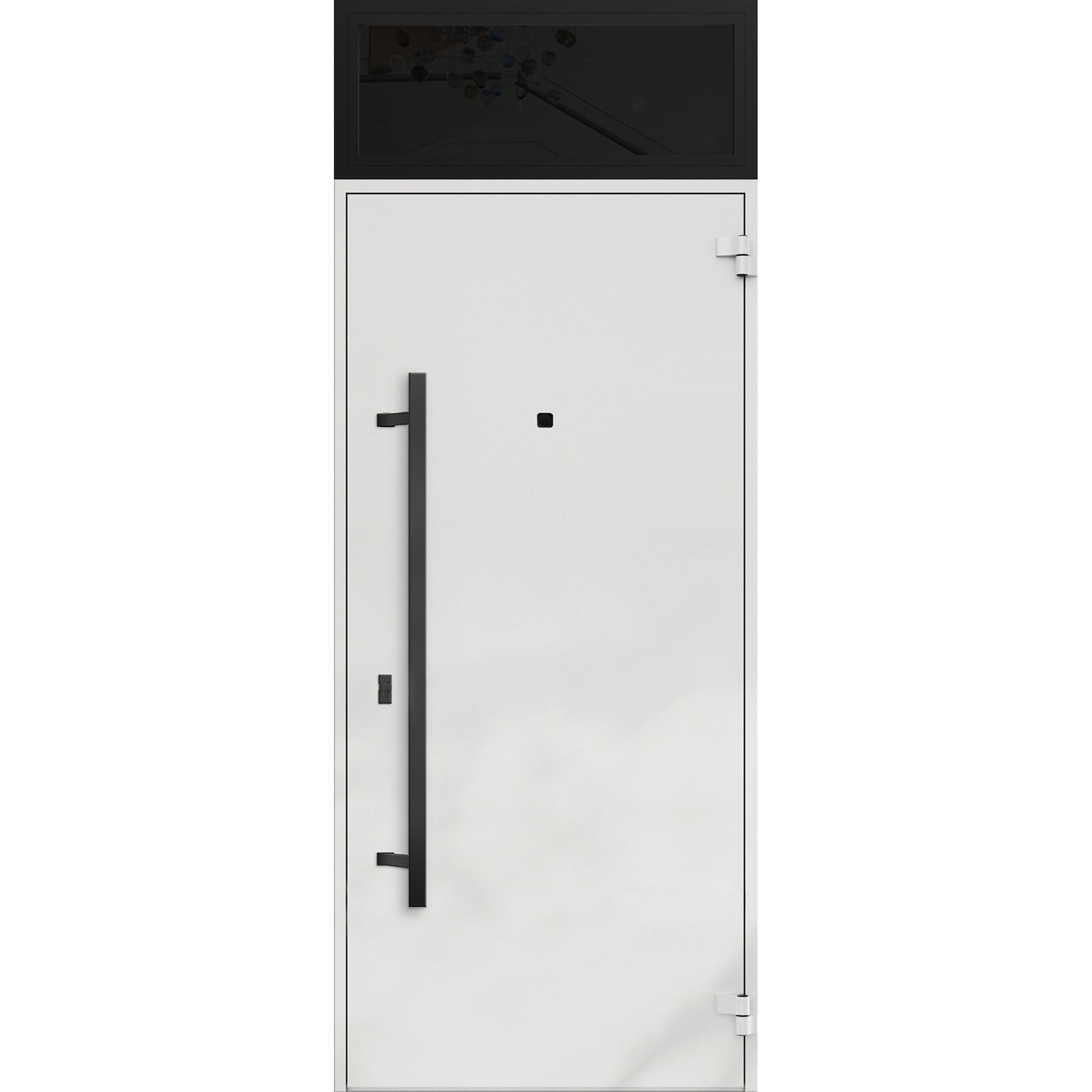 VDOMDOORS Front Exterior Prehung Steel Door/Deux 6078 Black Enamel/Top Exterior Window Sidelite/Entry Metal Modern Painted W36 x H80+16" Left Hand Inswing