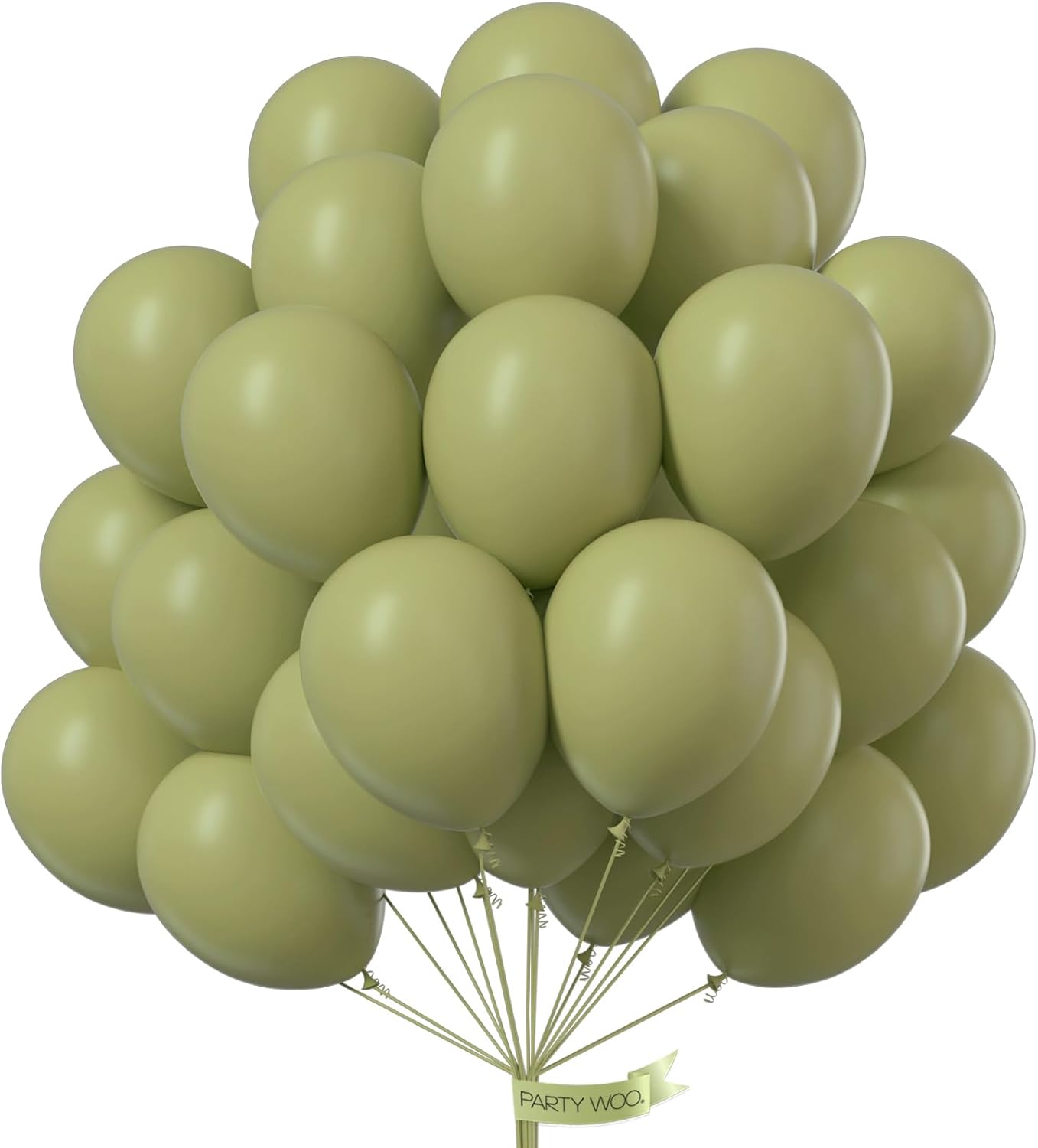 PartyWoo Sage Green Balloons - 50 Pcs 12-Inch Matte Latex Balloons for Weddings & Celebrations