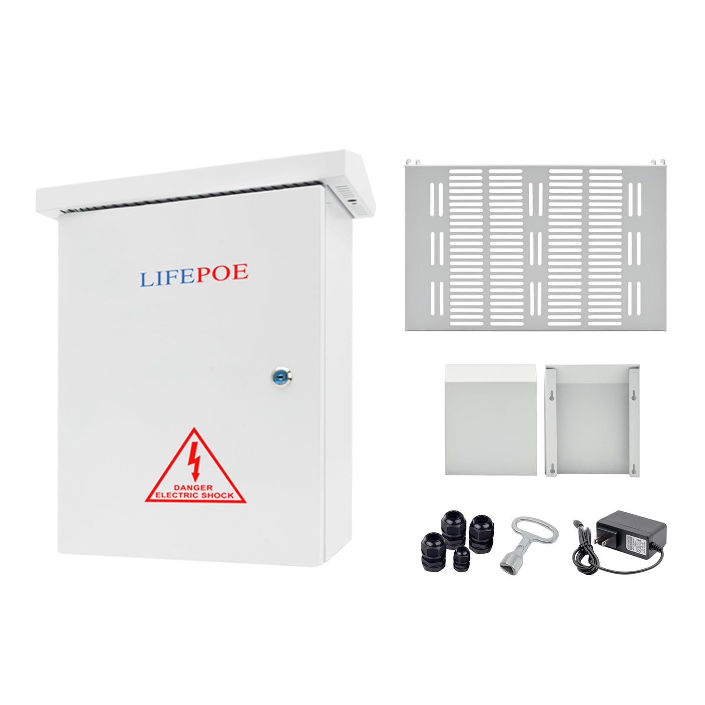 NEMA Outdoor Electrical Box (19.6″ x 15.7″ x 7.9″) – IP65 Waterproof Enclosure for Indoor/Outdoor Use, Includes DC Fan & 12V Adapter, DIY-Friendly Removable Mounting Plate – Ideal for Projects