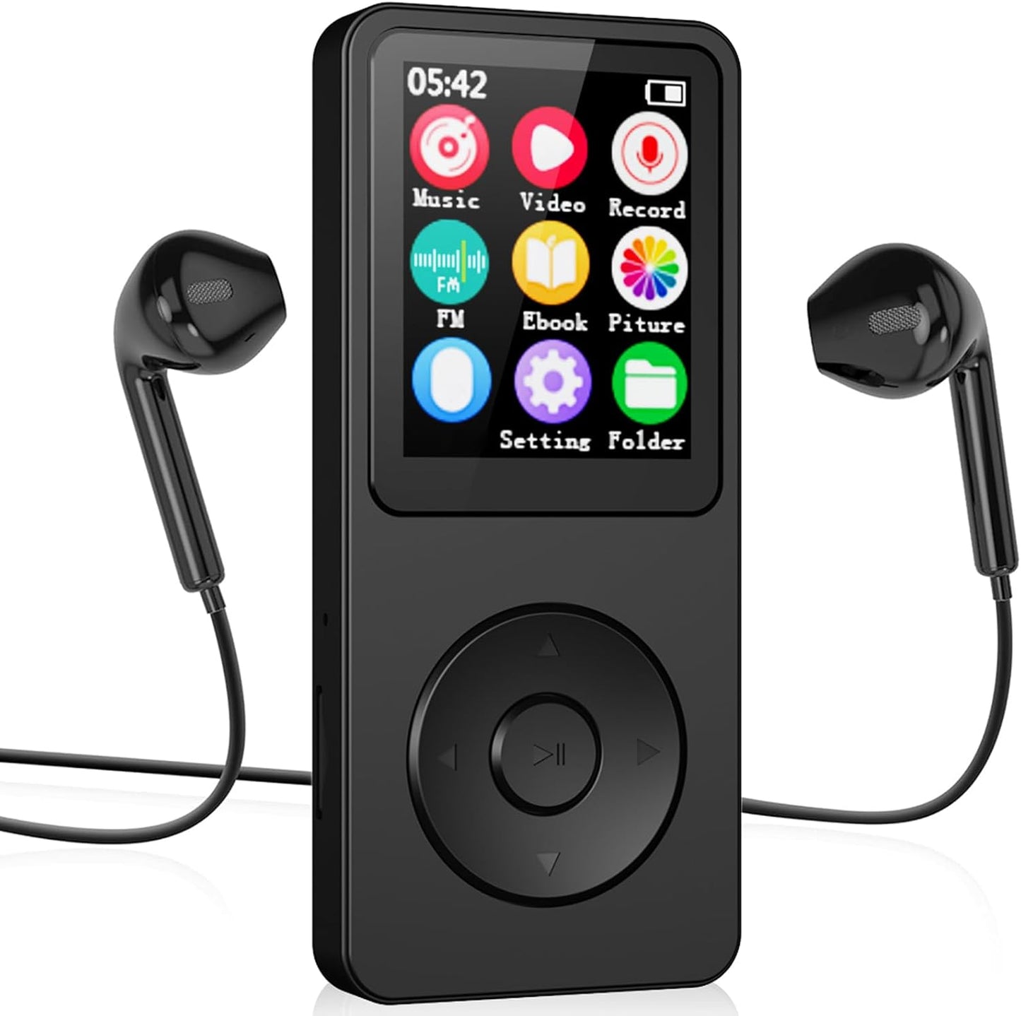 LAISANIM MP3 5.4 2.4 Inch Player with Bluetooth HiFi Sound, Screen Portable Music Player with FM, Voice Recorder, E