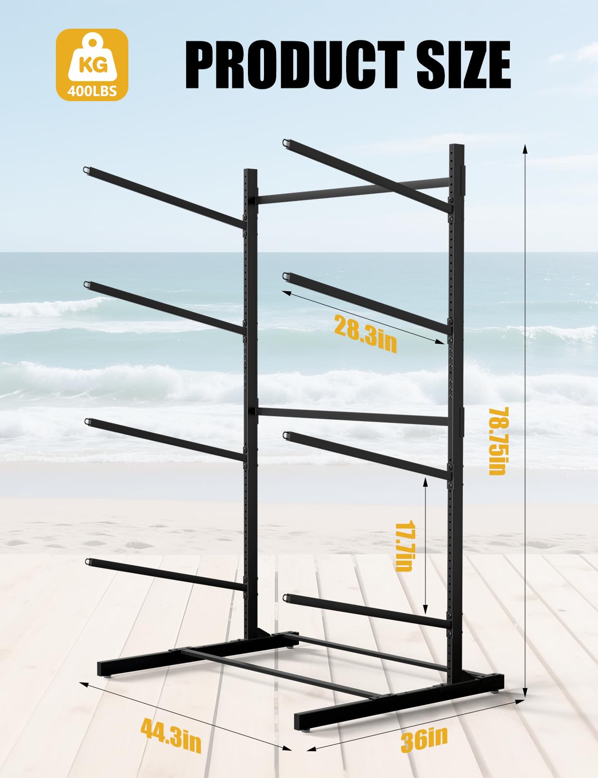sogiv Freestanding Kayak Storage Rack, Metal Kayak Racks, Heavy Duty Kayak Holder, Freestanding Kayak Stand, Canoe Rack for Garage & Outdoor Storage, for Kayaks, Canoes, Surfboard & Paddleboard
