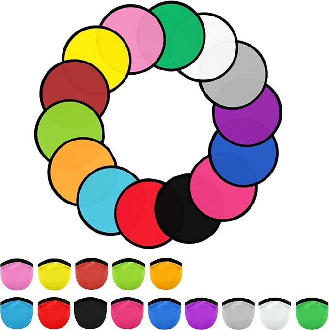 Foldable Flying Disc Fans Set with Bags, 9.8 Inch Black Egde Fabric Beach Flying Disc for Wedding Gift Party Favors Outdoor Activity