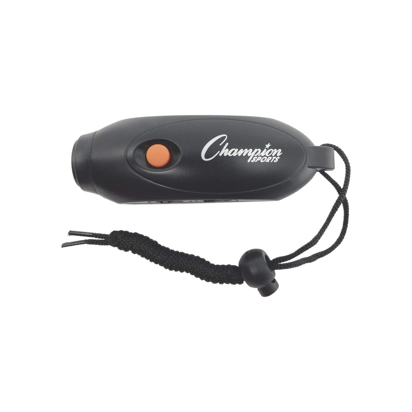 Champion Sports Electronic Hand Whistle, Three Tone-for Sports Coach, Referee, PE Teacher, Lifeguard, & Personal Use -Push Button, Handheld, Indoor and Outdoor, Adjustable Volume and Wrist Strap Black