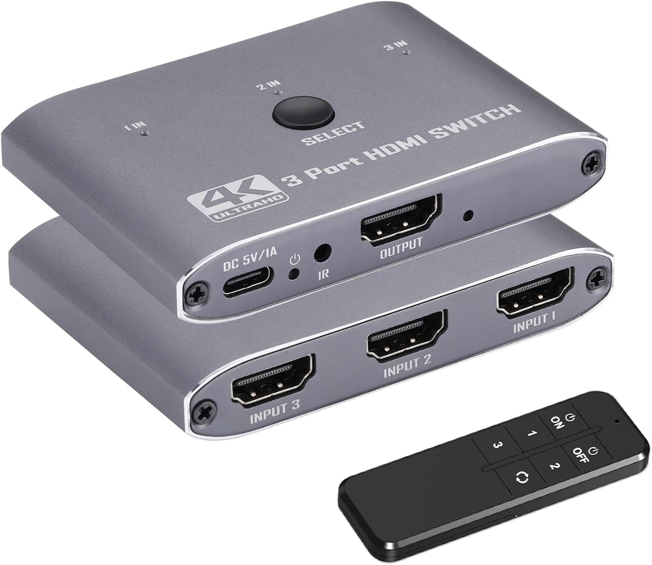 Anber-Tech 4K@60Hz, 3 3 1 4K, 3D, 1080P, 2.0, 2.2, PS4/5, HDMI Switch Port HDMI Switch in Out with IR Remote Control