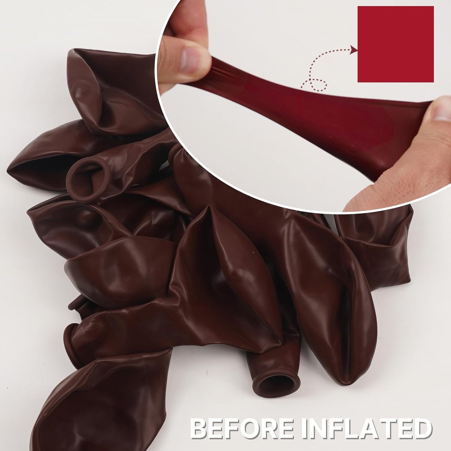PartyWoo Burgundy Balloons - 100 Pcs in Various Sizes for Birthday & Graduation Decor | Dark Chestnut Red