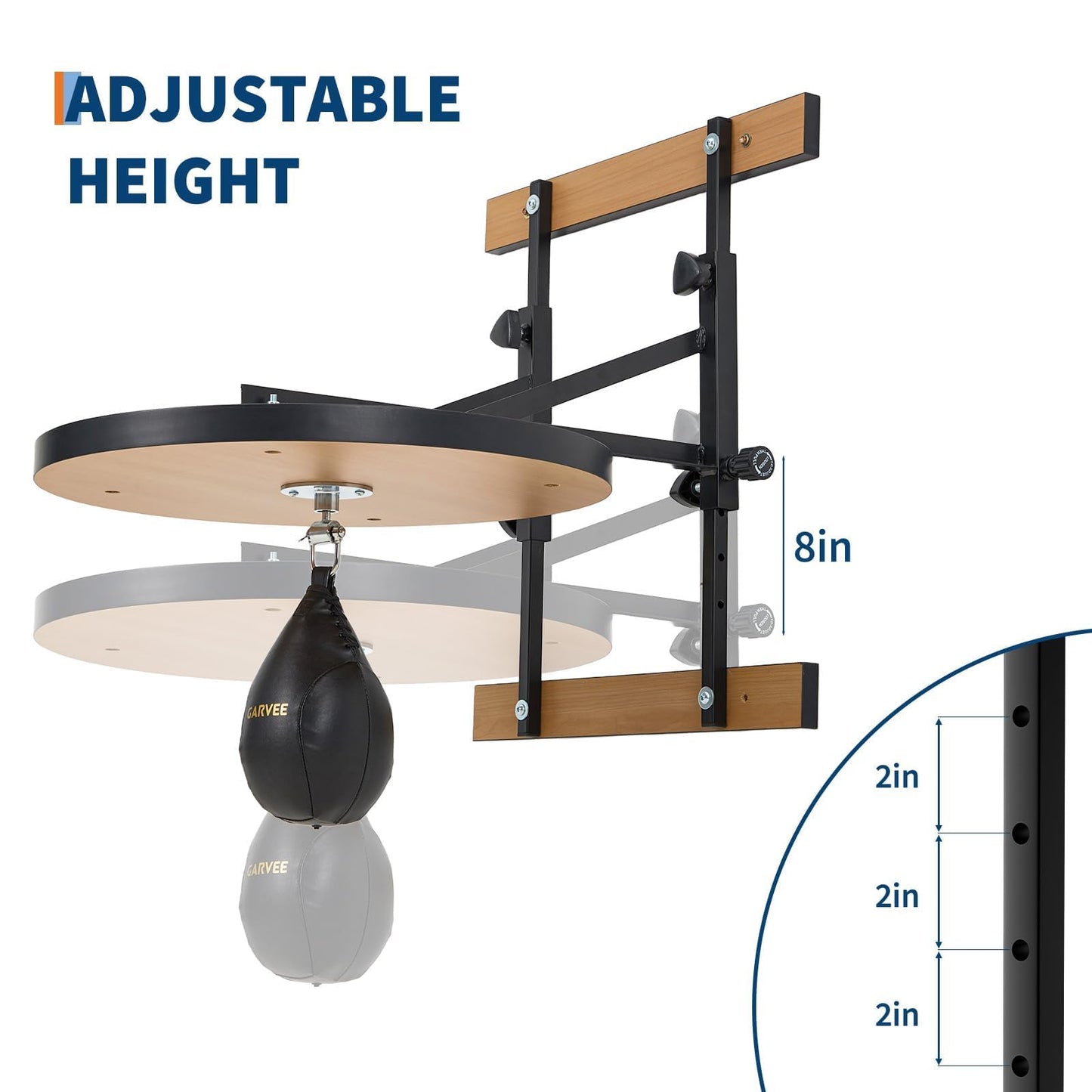 GarveeTech Speed Bag Platform for Boxing Punching Practice with 24 Inch Width Board,Height Adjustable Mount 360 Degree Swivel and Includes Speed Bag Air Pump