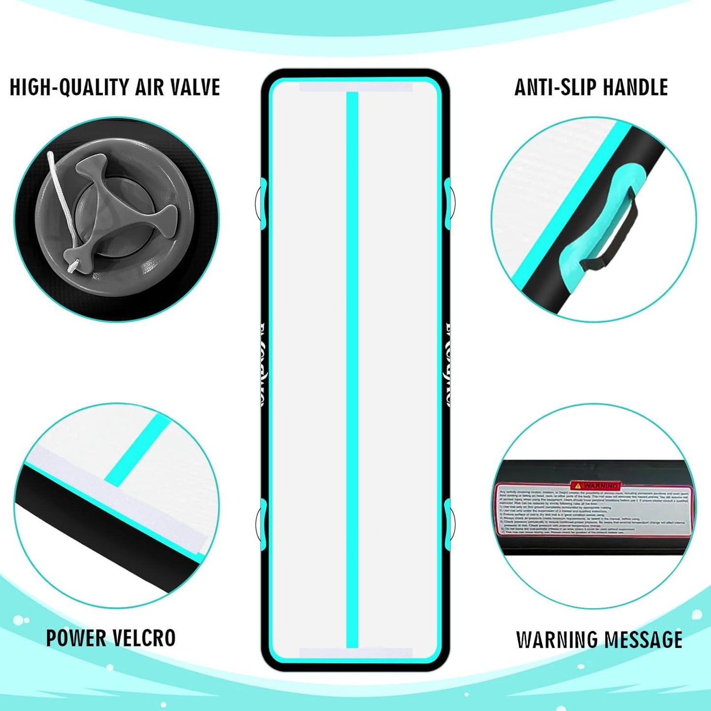 OWROMI Inflatable Air Gymnastics Mats for Tumbling, 10ft/13ft/16ft/20ft Tumble Track Tumbling Mats for Kids, 4/8 Inches Thick Training Mat with Electric Pump Gymnastics Equipment for Kids Mat