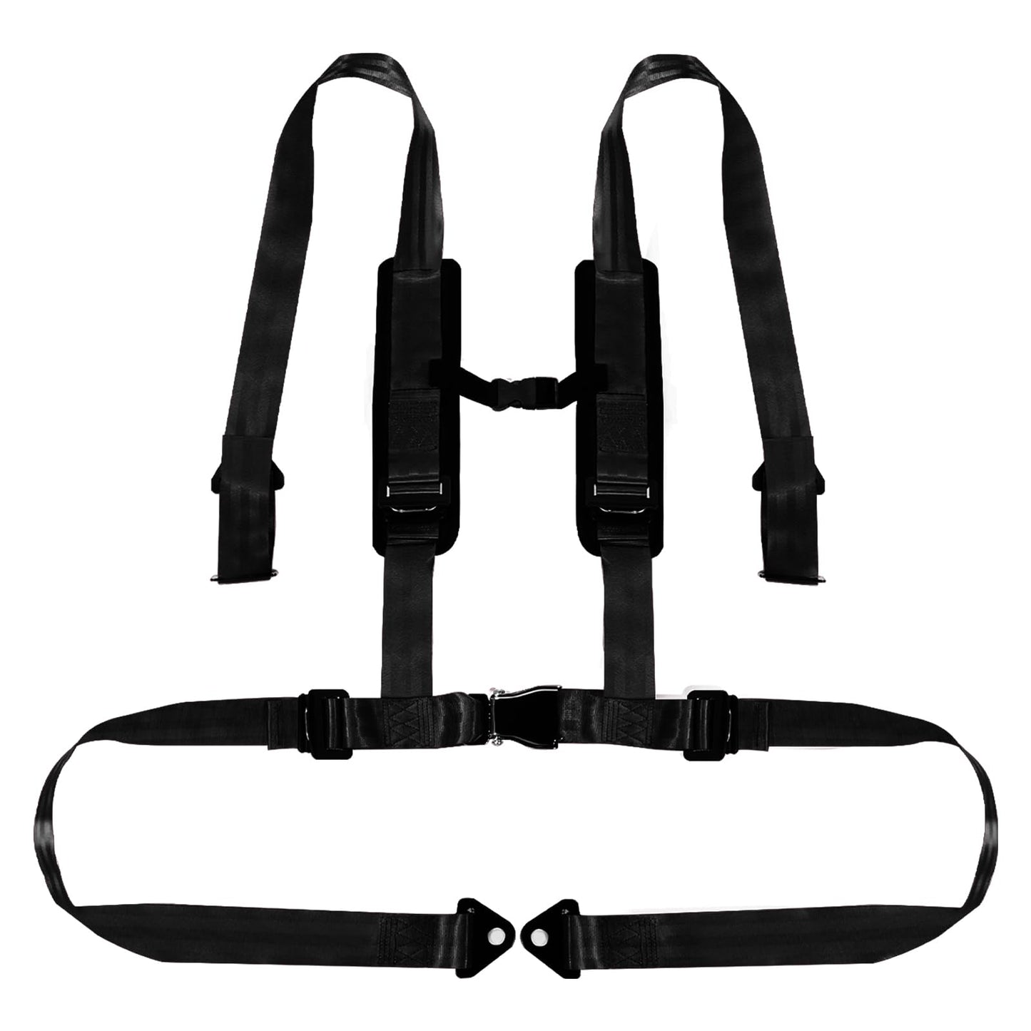 RWYSSYTF 4PT Belts Harness with 2 Inch Padding Compatible With Bypass Clip for Racing Go Kart UTV ATV Cranes, Excavators, Loaders, Forest fire engines, and mine dump trucks Black