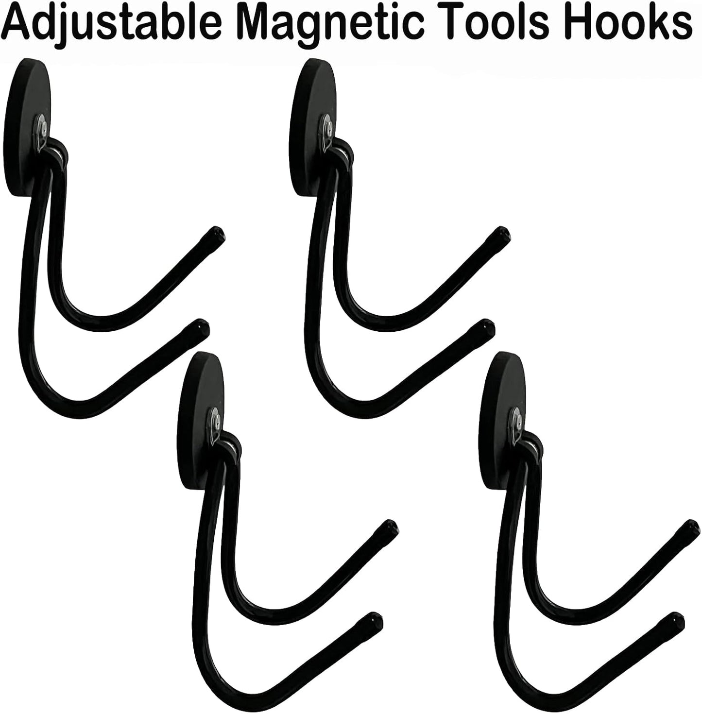 Skiennix Magnetic Hooks - Heavy Duty Power Tool Organizer Rack | 4 Pack for Garage & Workshop Storage