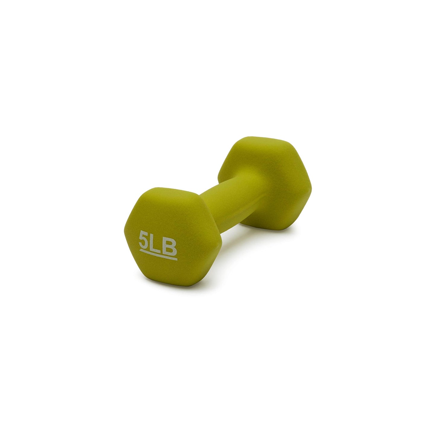 Amazon Basics Neoprene Dumbbell Hand Weights for Workout and Exercise, Hexagon Shape, 5 Pounds, Pair, Green