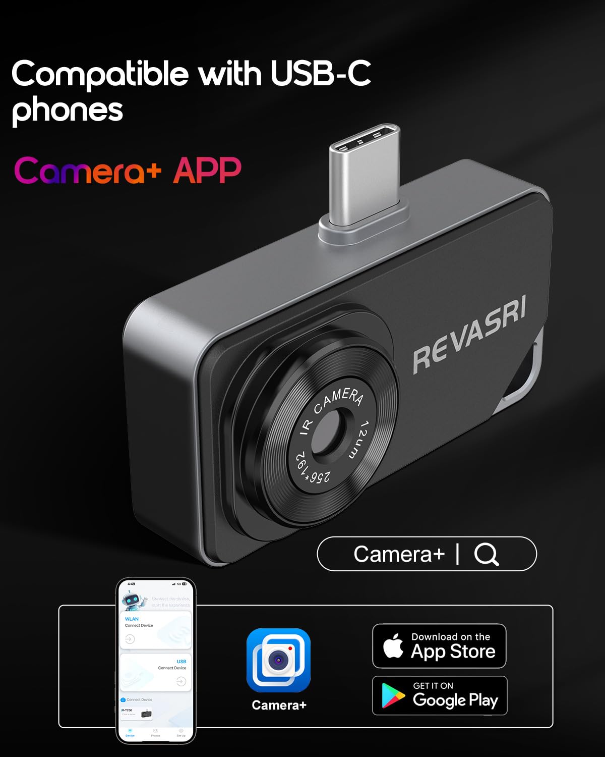 REVASRI Thermal Camera for iOS and Android, 512×384 Super IR Resolution Thermal Imaging Camera, -4℉ to 842℉ Temp Range, Compatible with USB-C iOS & Android Device