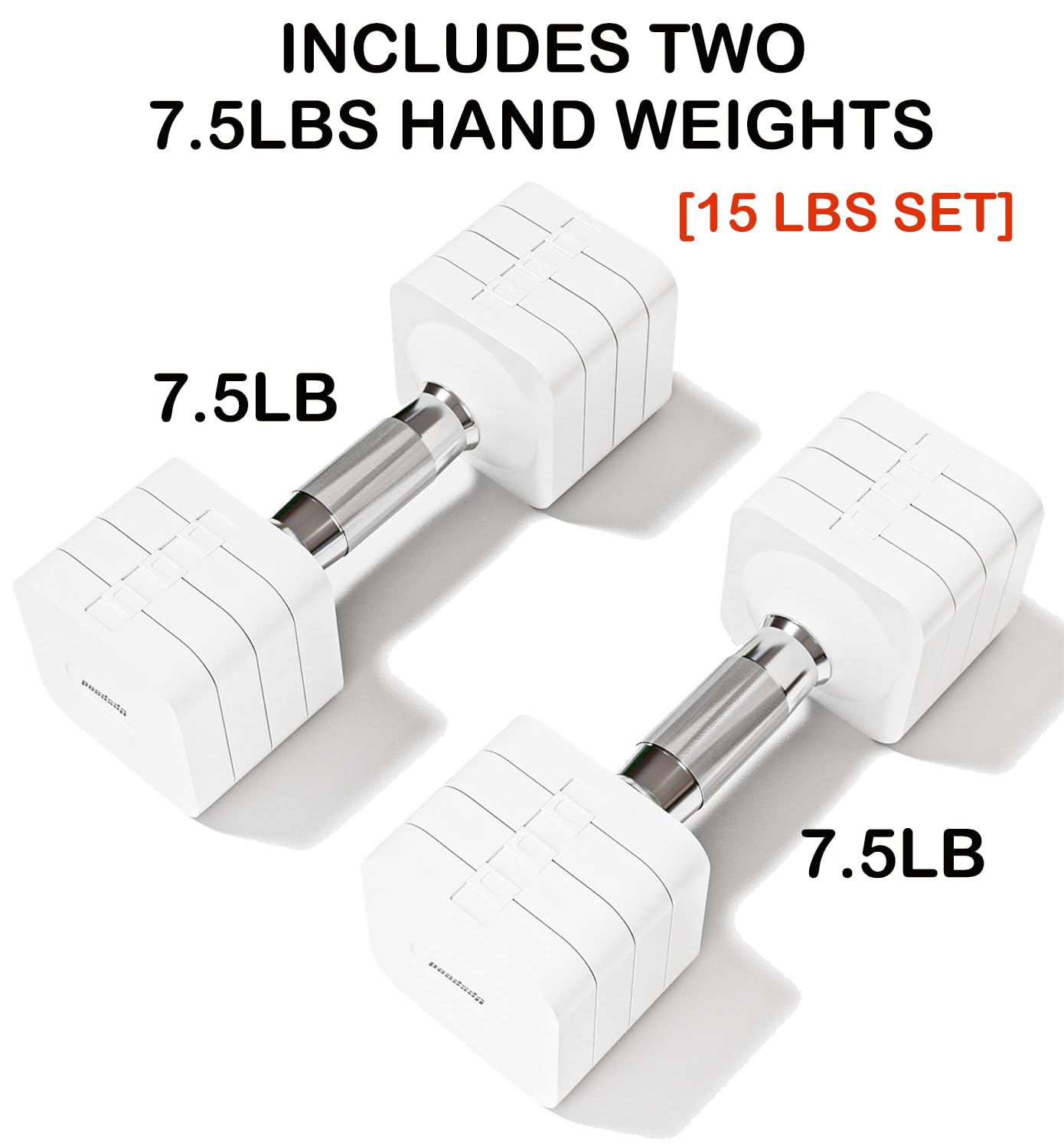 15LBS Adjustable Dumbbells Sets, 4 in 1 Free Weight Dumbbell Sets for Women Men Hand Weight Set Adjust Dumbbells Weights Set for Home Gym Exercise Workout Strength Training Equipments, White