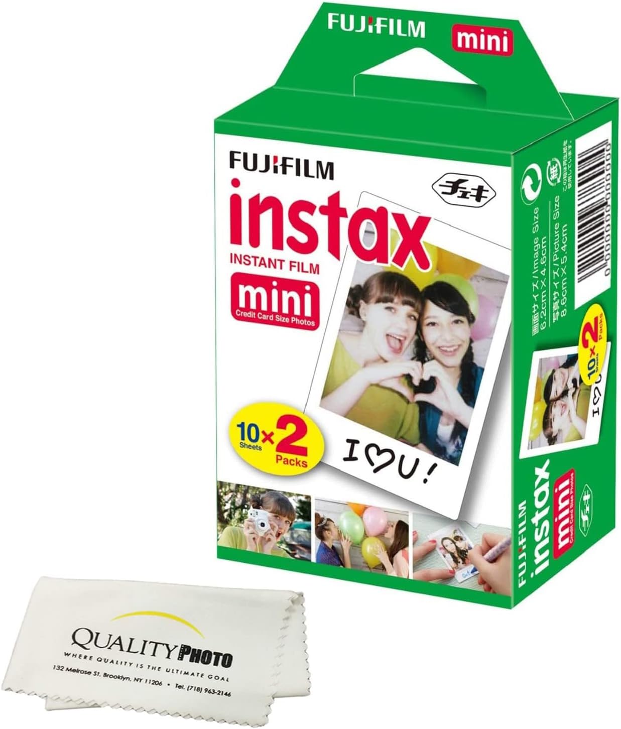 Fujifilm 8,9,11,12 (20 INSTAX Mini Instant Film (White) for Mini Cameras w/Quality Photo Microfiber Cloth Prints)