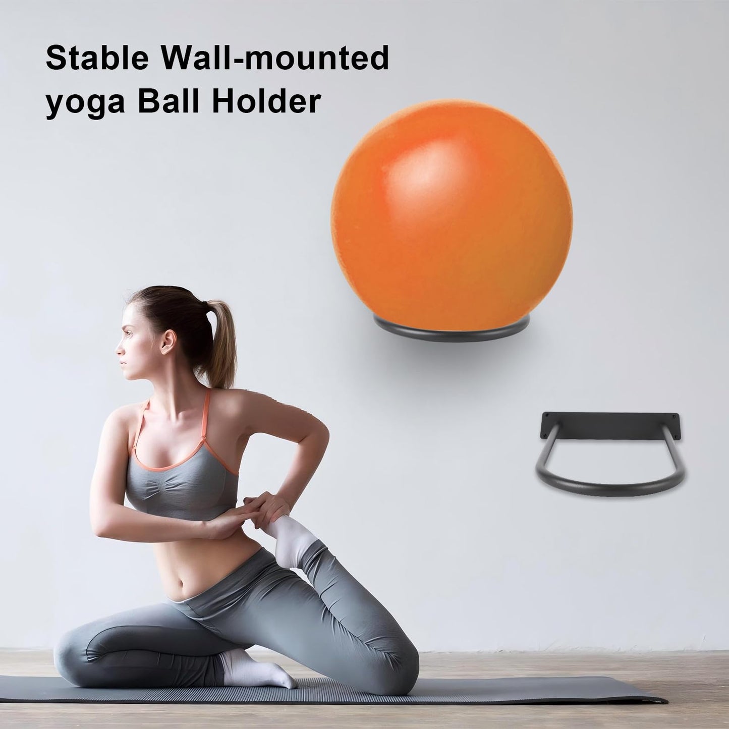 MEIPMQZ Stability Ball Holder Wall Mount - Heavy Duty Exercise & Yoga Ball Storage Rack for Home, Yoga Studios, and Commercial Gyms - Space-Saving Design for Stability Balls up to 85cm(Black 1-Pack)