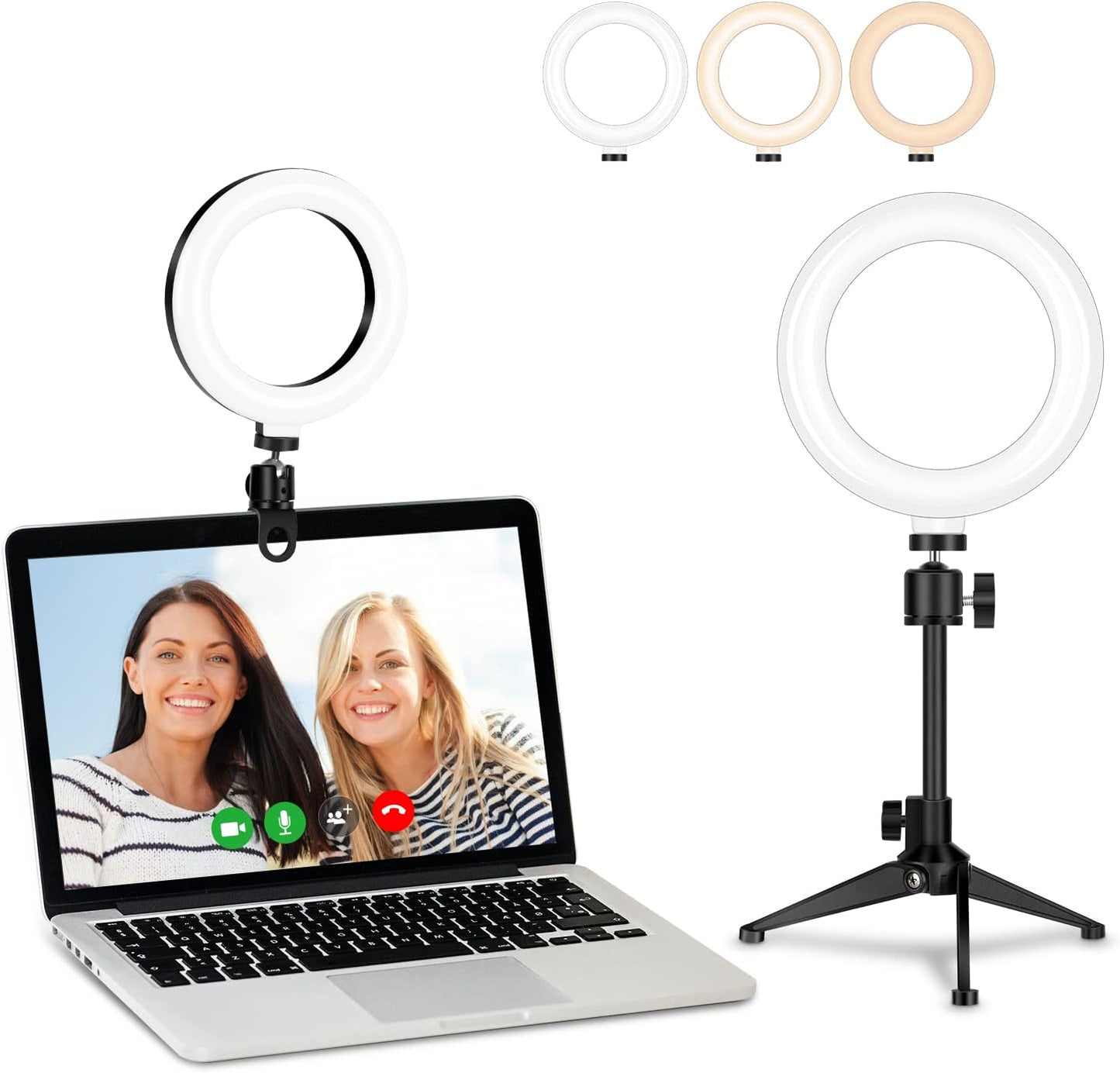 MEZHER 6 Desk Ring Light for Zoom Meetings - Video Conference Lighting Kit for Laptop Computer, Clip on Table LED Light