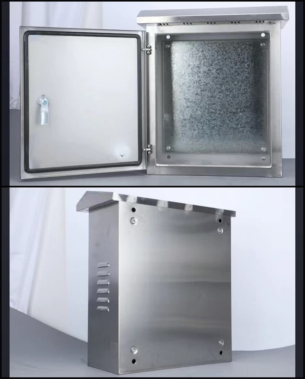 304 Stainless Steel Electrical Box 20'' x 16'' x 8'' Outdoor Electrical Enclosure Box 20" H x 16" W x 8" D with Mounting Plate Weatherproof Anti-Rust and Anti-Corrosion