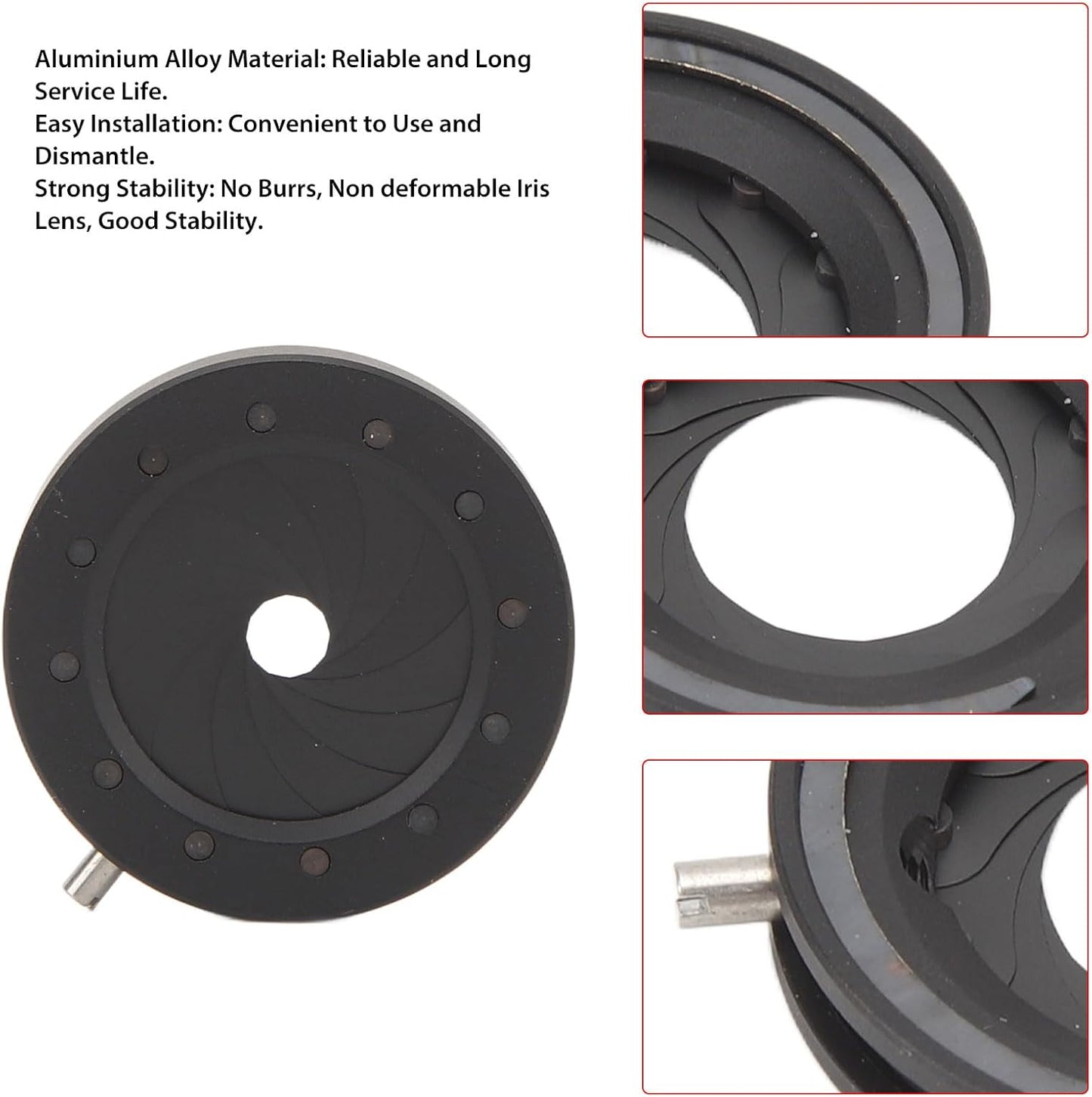 Yscryptoline 12 1.2 18mm Adjustable Iris Aperture Diaphragm, Manual Lens Adapter with Blades, to Aluminum Alloy Iris