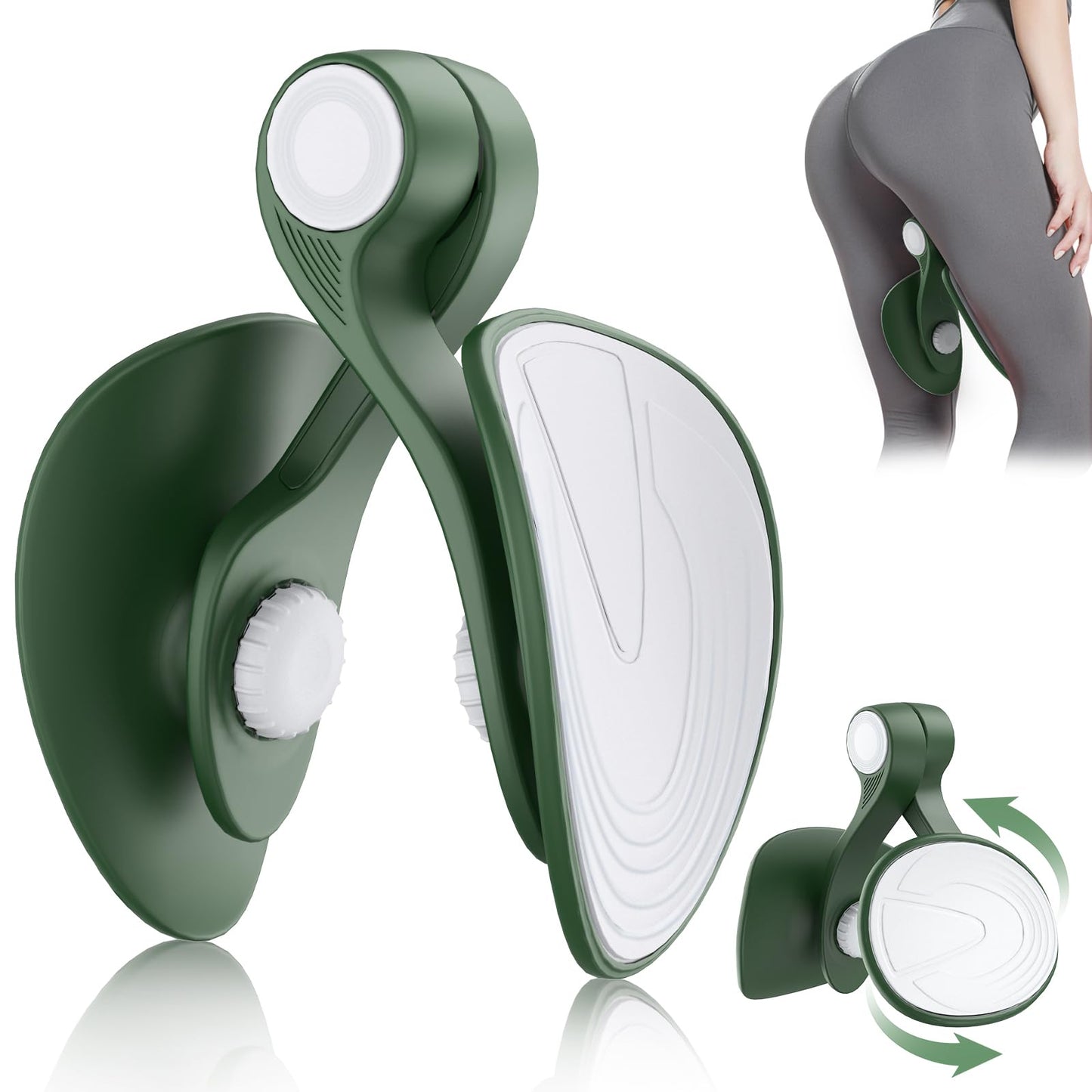 Kegel Exerciser, Pelvic Floor Muscle Exercise Devices for Women, Inner Thigh Exerciser Leg Workout Equipment Thigh Trainer for Male Hip Trimmer Inner Thigh Toner Workout (Dark Green)