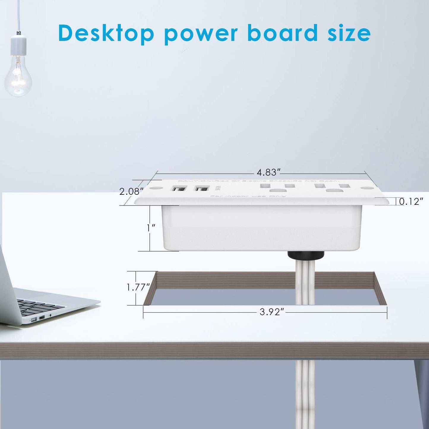 Jgstkcity Grommet 9.85ft Recessed Power Strip with USB,Flat Plug Ultra Thin Extension Cord,Furniture Desktop Charging