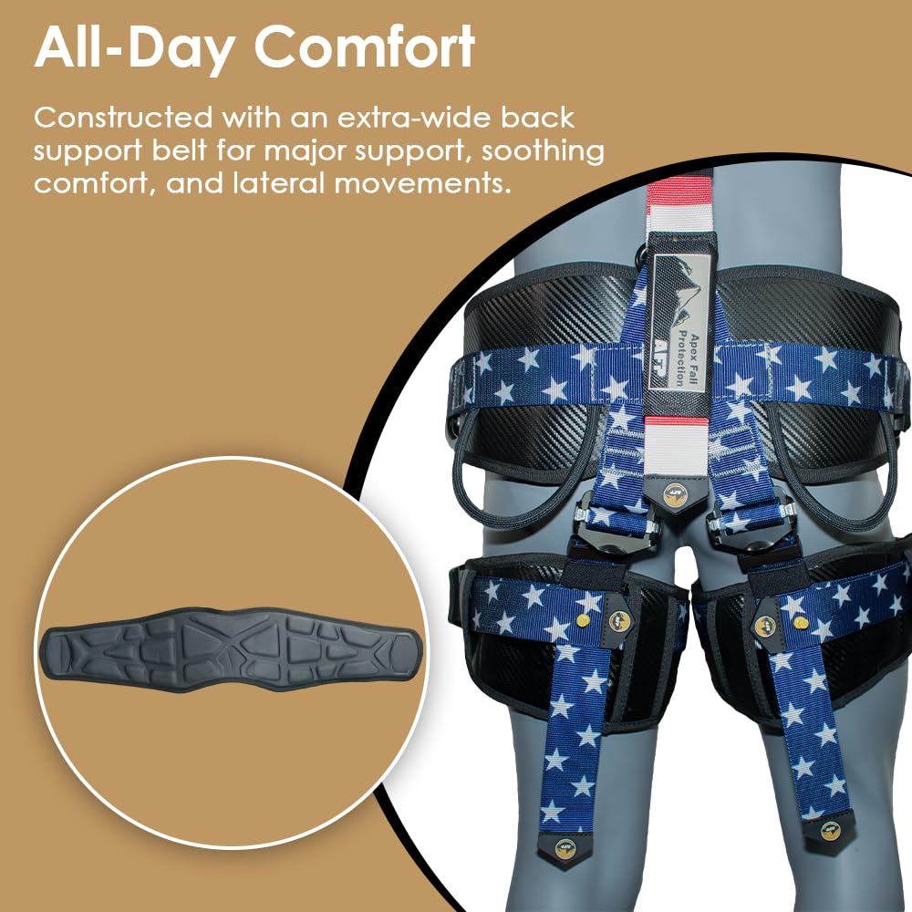 AFP Fall Protection Premium Full Body Safety Harness | Padded Shoulder, Legs and Back | Thick Back Support Belt | Aluminum Quick Release Connect Buckles | OSHA/ANSI Rated PPE