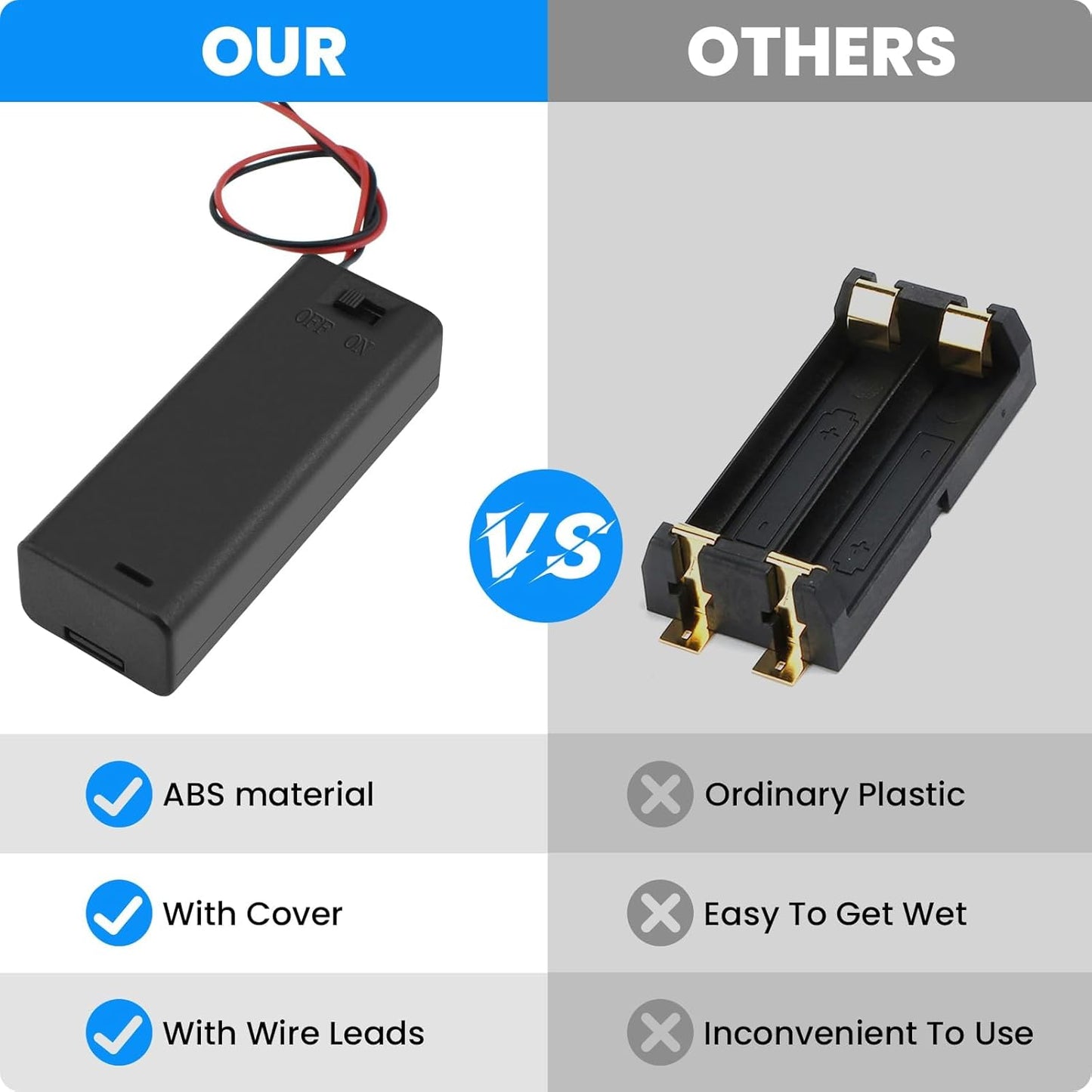 SDTC Tech 1 1.5V 1.5 1.5V 4 Packs x AA Battery Holder with Wires, Volt Battery Case Box with ON/Off Switch, Battery