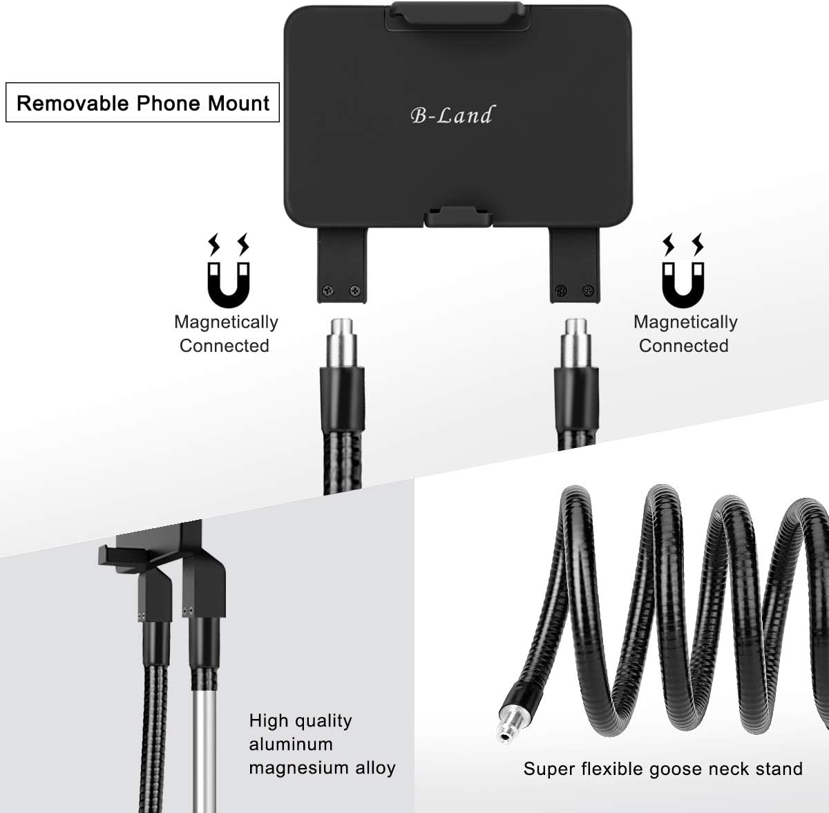 B-Land Cell Phone Holder, Universal Mobile Phone Stand, Lazy Bracket, DIY Flexible Mount Stand with Multiple Function