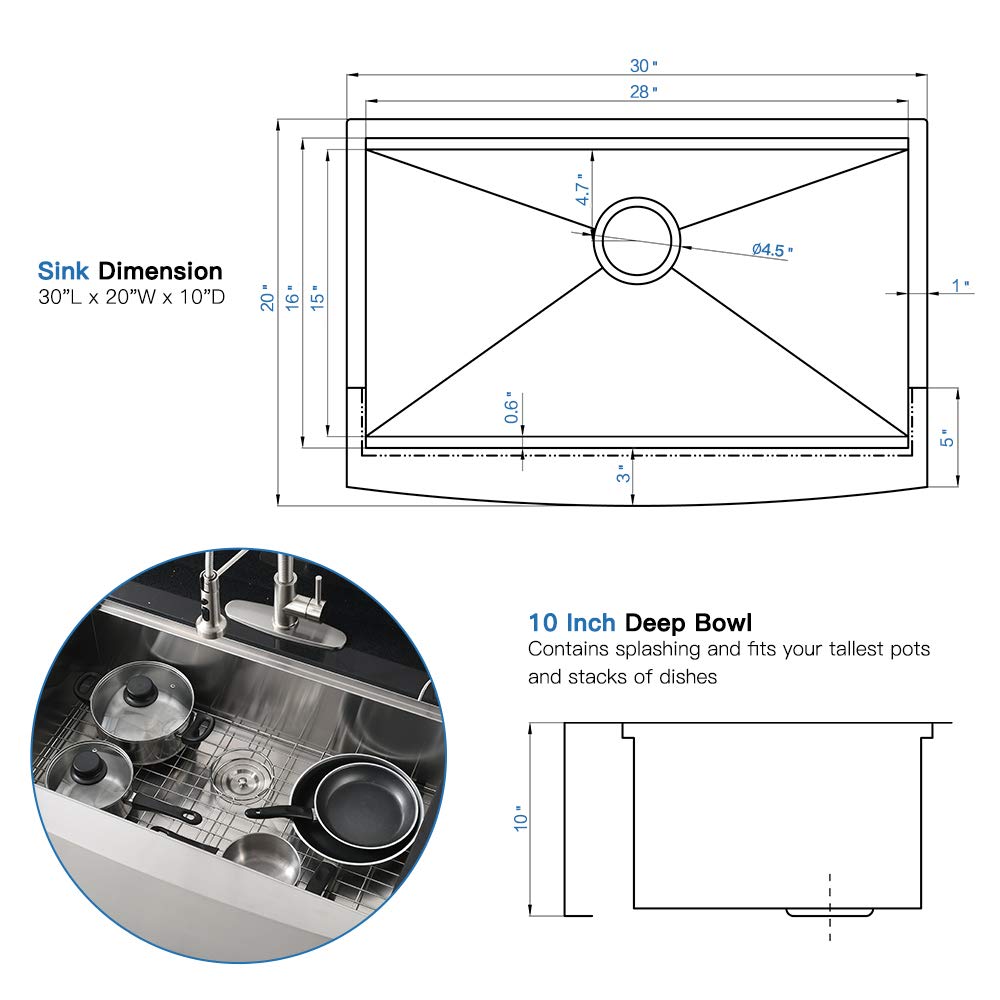30 Inch Stainless Steel Farmhouse Sink Workstation-Bokaiya 30x20 Apron Front Farm Sink Stainless Steel Workstation 16 Gauge Single Bowl Farmhouse Kitchen Sinks with Cutting Board