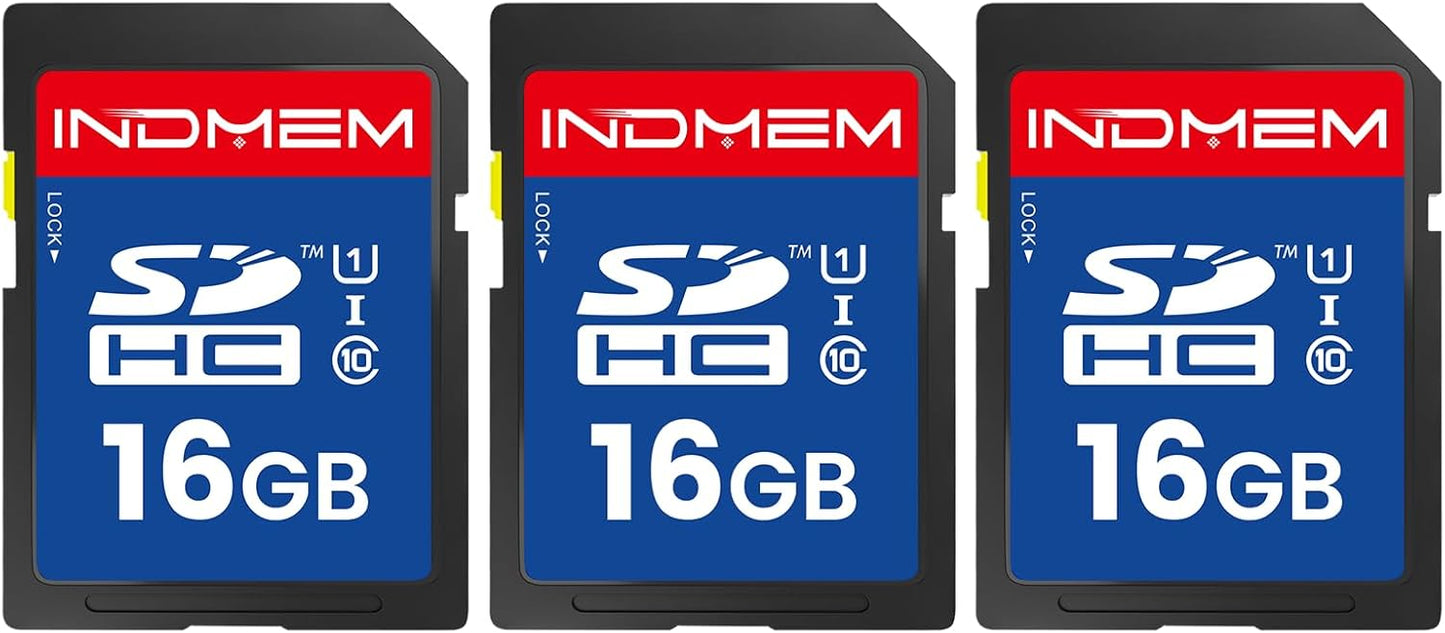 elecacc 16GB (3 Pack), C10 U1 10 4K SD Card SDHC UHS-I Memory Cards Class High-Speed Full HD Video Compatible