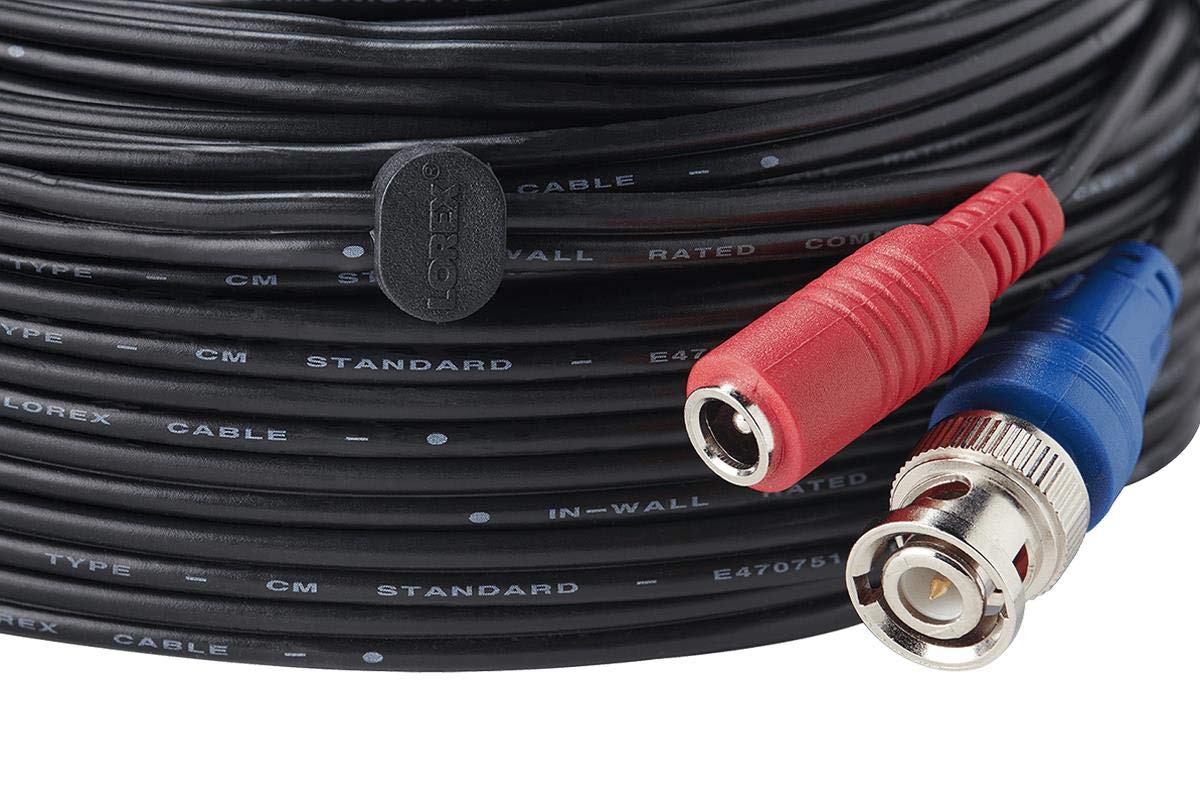 CB60UB4K 60ft (18m) 4K RG59/Power 4K Lorex Premium BNC Siamese Accessory Cable, Supports Analog Cameras