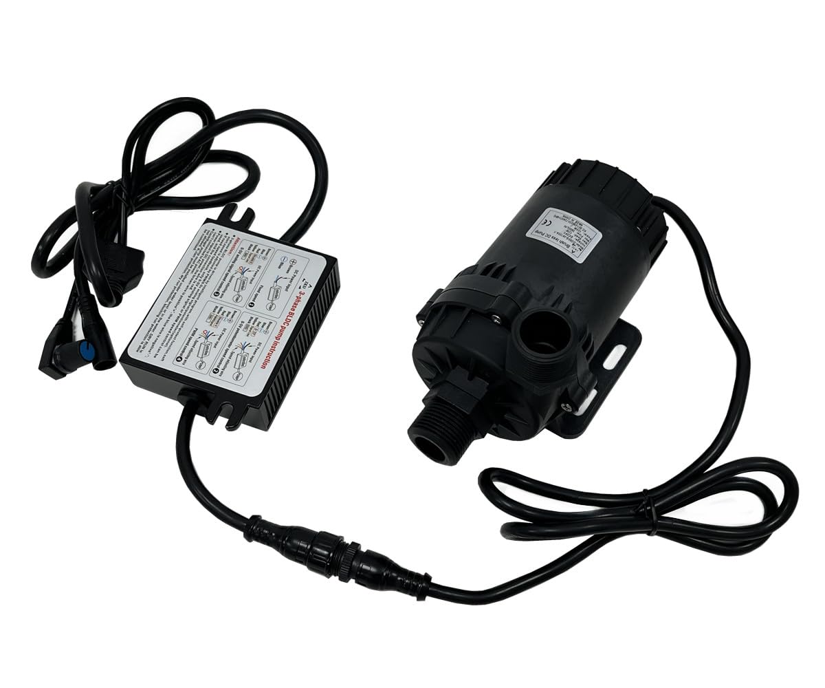 SHYSKY Heavy Duty Low Noise 24V 120W Micro Brushless DC Water Pump DC60G-24120A-1, 12m 39ft 1003GPH, Speed/Flow Adjustable, DRY RUN Protection, For Cooling Circulation Pressure Sys