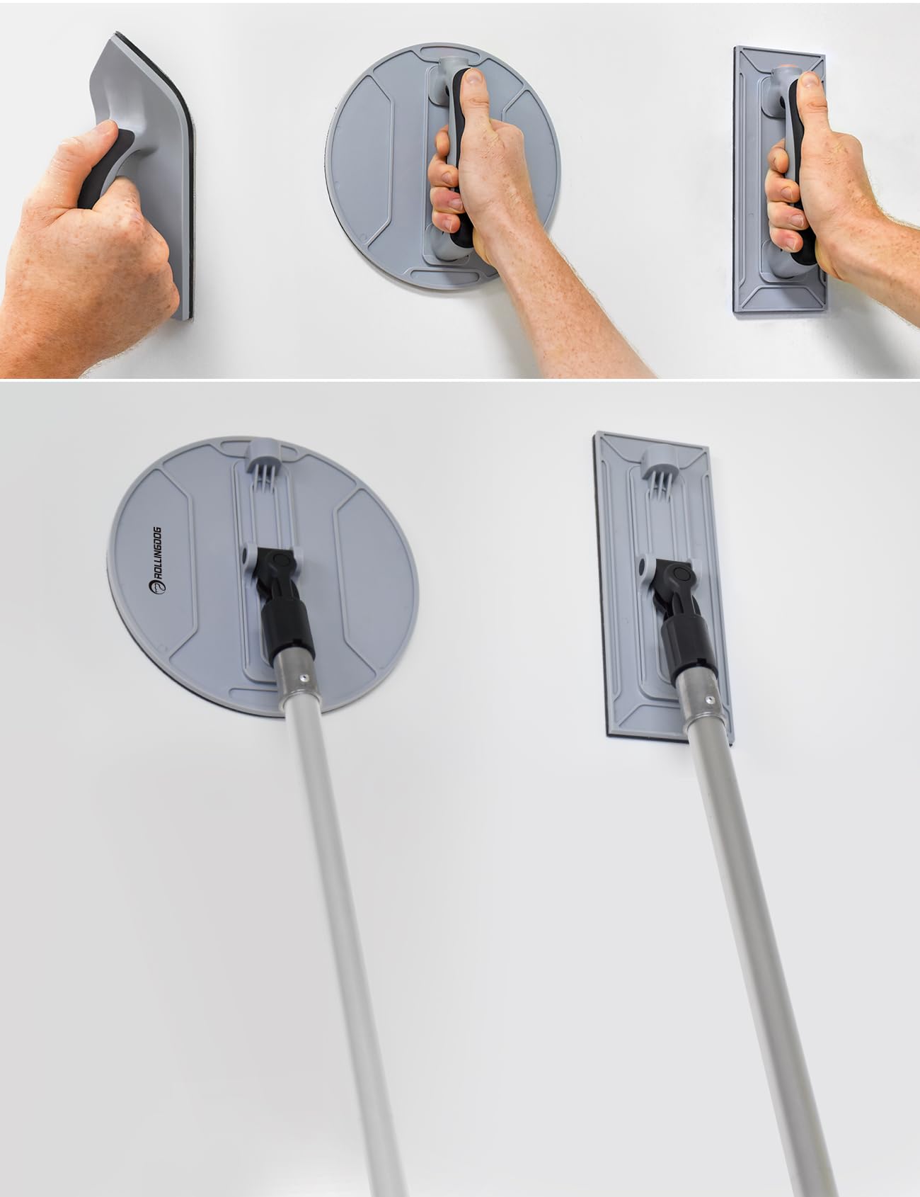 ROLLINGDOG Drywall Skimming Blade Set - 4pcs Skimming Blades With Extra blades,Taping Knife,Putty Knife,3pcs Hand Sander with Sandpapers And Extension Pole for Drywall Jobs