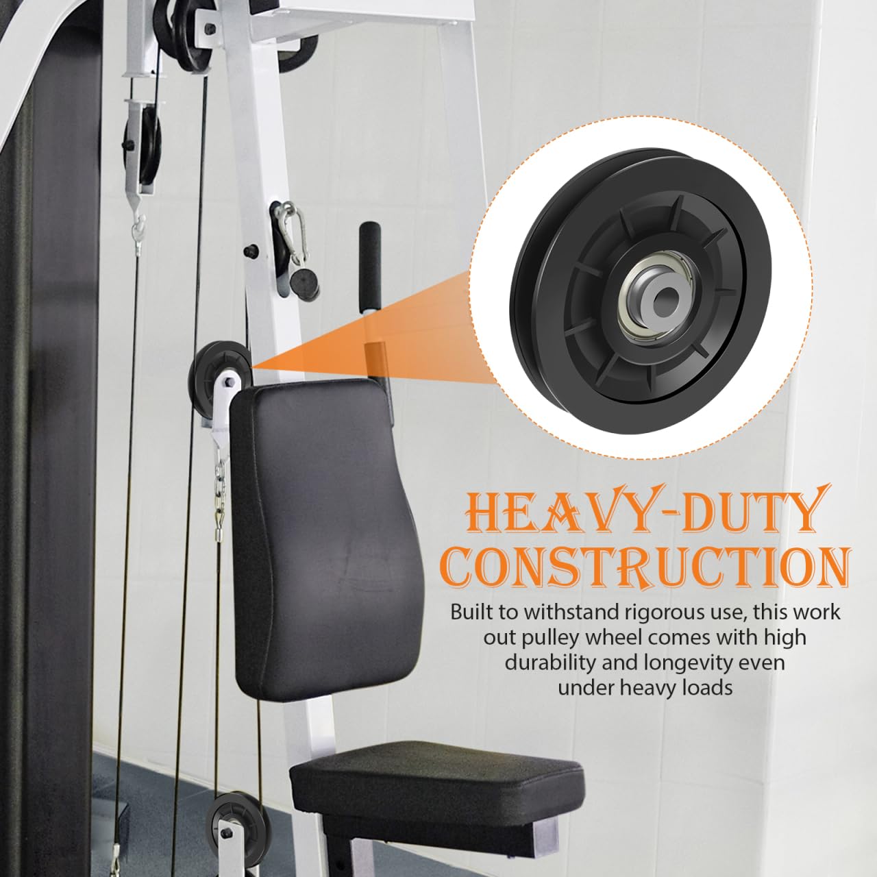Mipcase 2 Pack Fitness Pulley Wheels 3.58 Inch Nylon Bearing Replacement for Gym Cable Pulley System Heavy Duty Smooth Exercise Equipment Parts