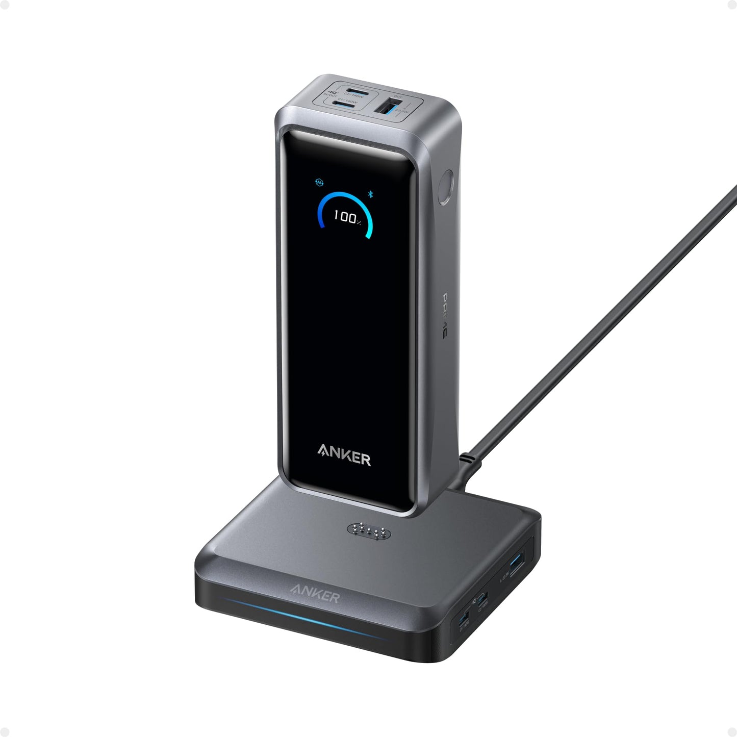 Anker Prime Power Bank and Charging Base, 26,250mAh 300W Max Portable Charger with Base for 6 Devices, Two-Way Charging, Flight-Approved, App Control, for Creators, MacBook, iPhone 17 Series, and More
