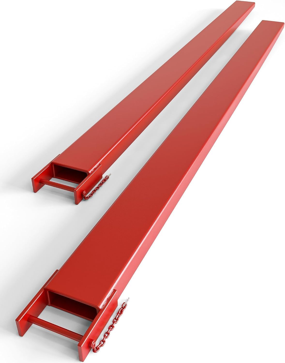 96 in Forklift Extensions, 5 in Width, 5500 LB Capacity, Heavy Duty Steel Pallet Fork Extensions, Forklift Safety Extender for Farm Warehouse Factory Construction, 1 Pair, Red