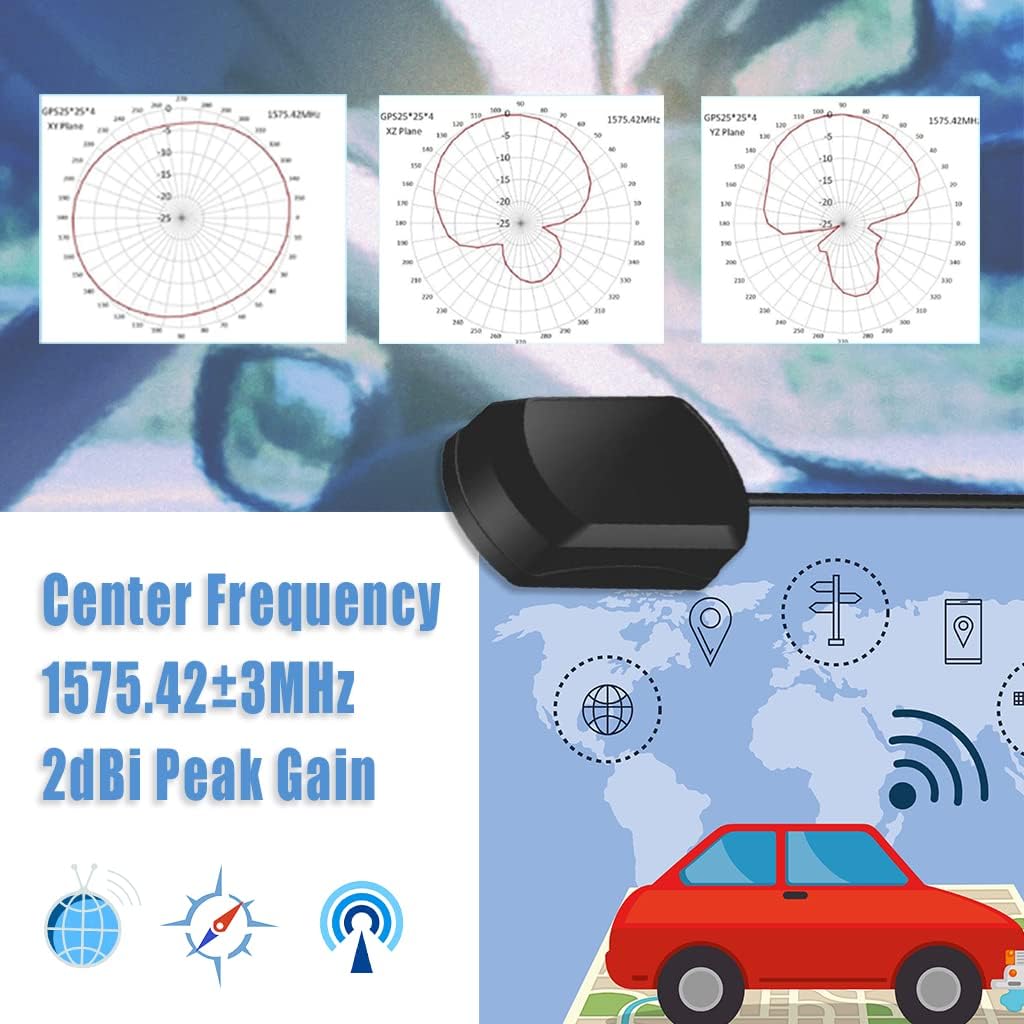 RF Outlet GPS Active Antenna Rectangular Shape SMA Connector Navigation Antenna Magnet Mount