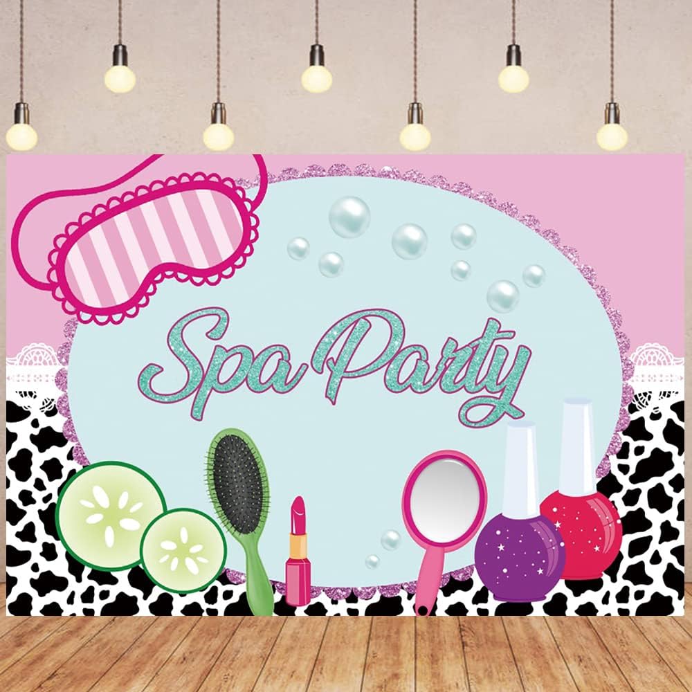 DORCEV 7x5ft Spa Party Decorations for Girls Spa Party Backdrop Sweet Pink Party Background for Photography Makeup