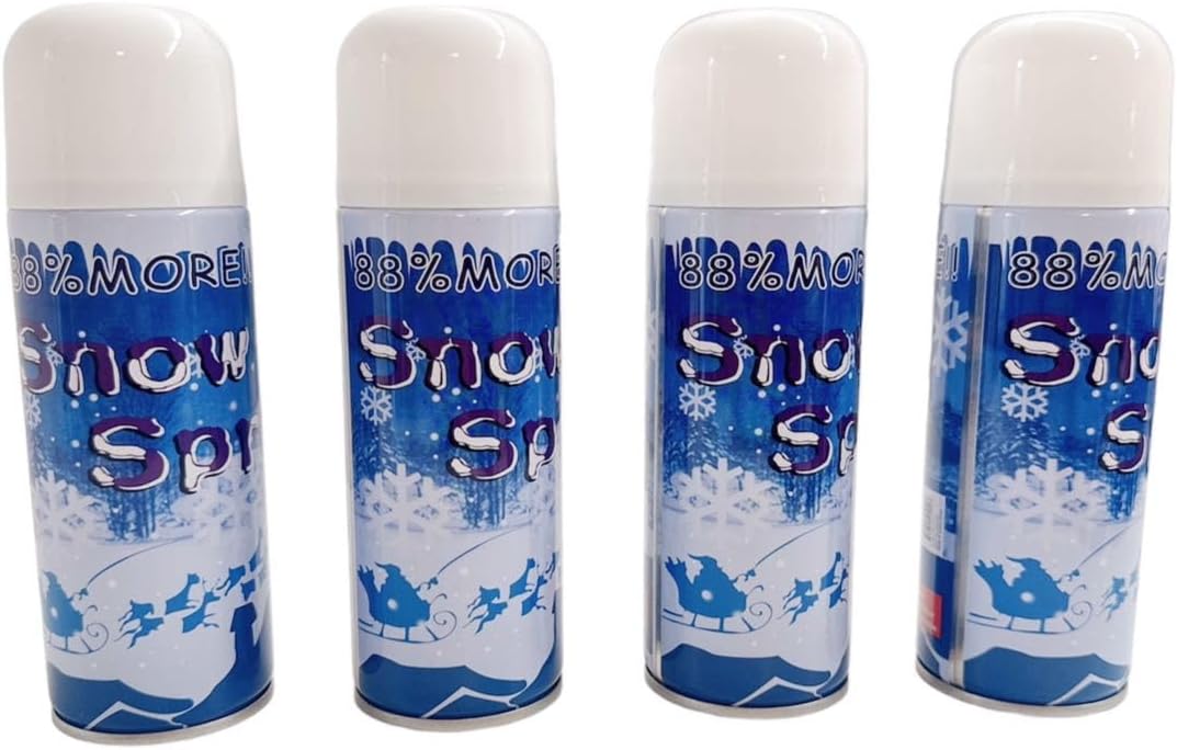 Skiennix Winter Textured Snow Spray - 4 Pack of 8oz Aerosol Bottles for Holiday Crafts & Decorations