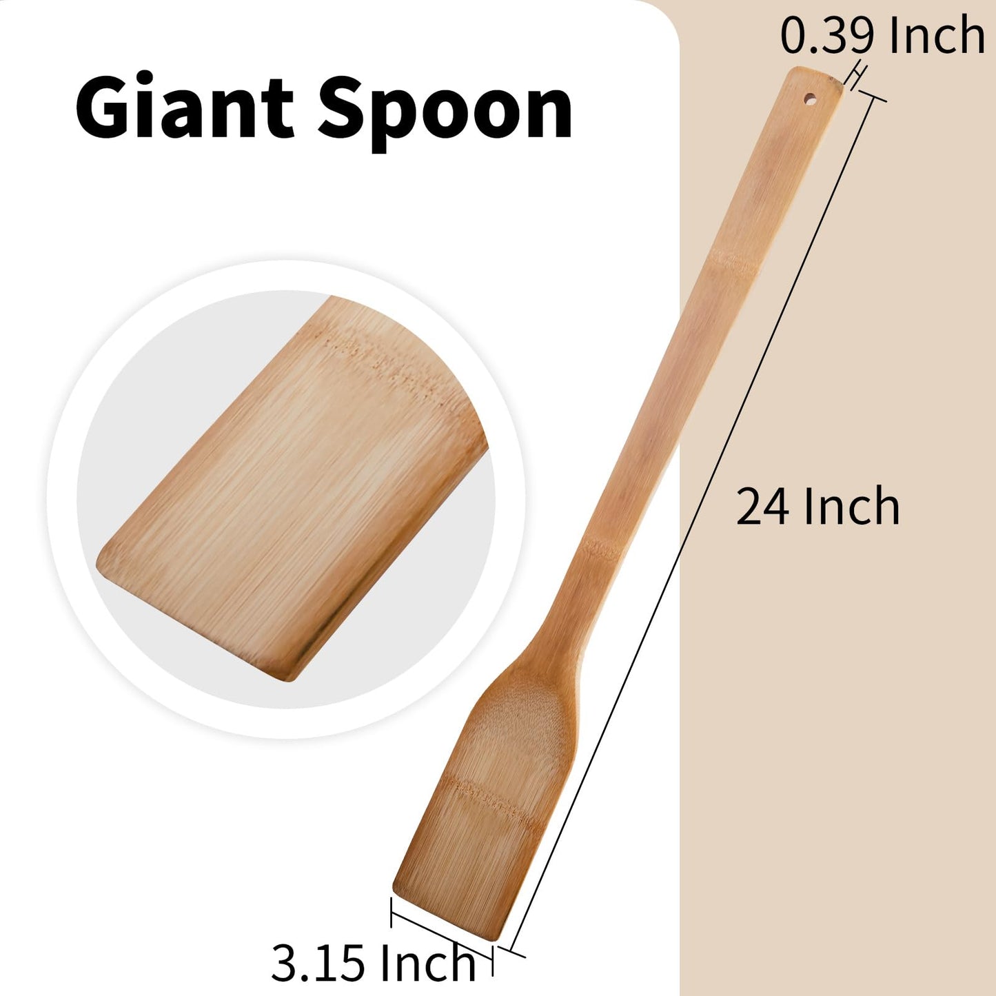 ROZJOVU 24 Inch Stirring Long Handle Bamboo Spoons Wooden Stir Sticks Extra Wide Kitchen Aid Bamboo Spatula Flat Paddle for Cajun Crawfish Seafood Cooking.