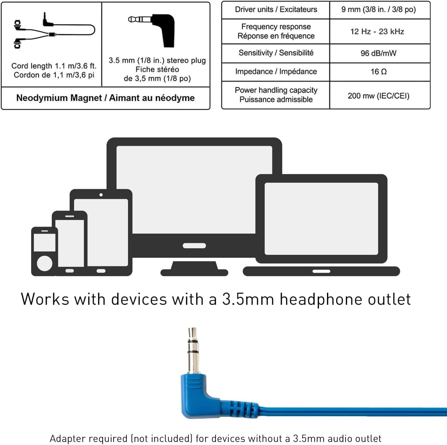 3.5mm RP-HJE120-AA Panasonic ErgoFit Wired Earbuds, Jack in-Ear Headphones with Dynamic Crystal-Clear Sound and Soft