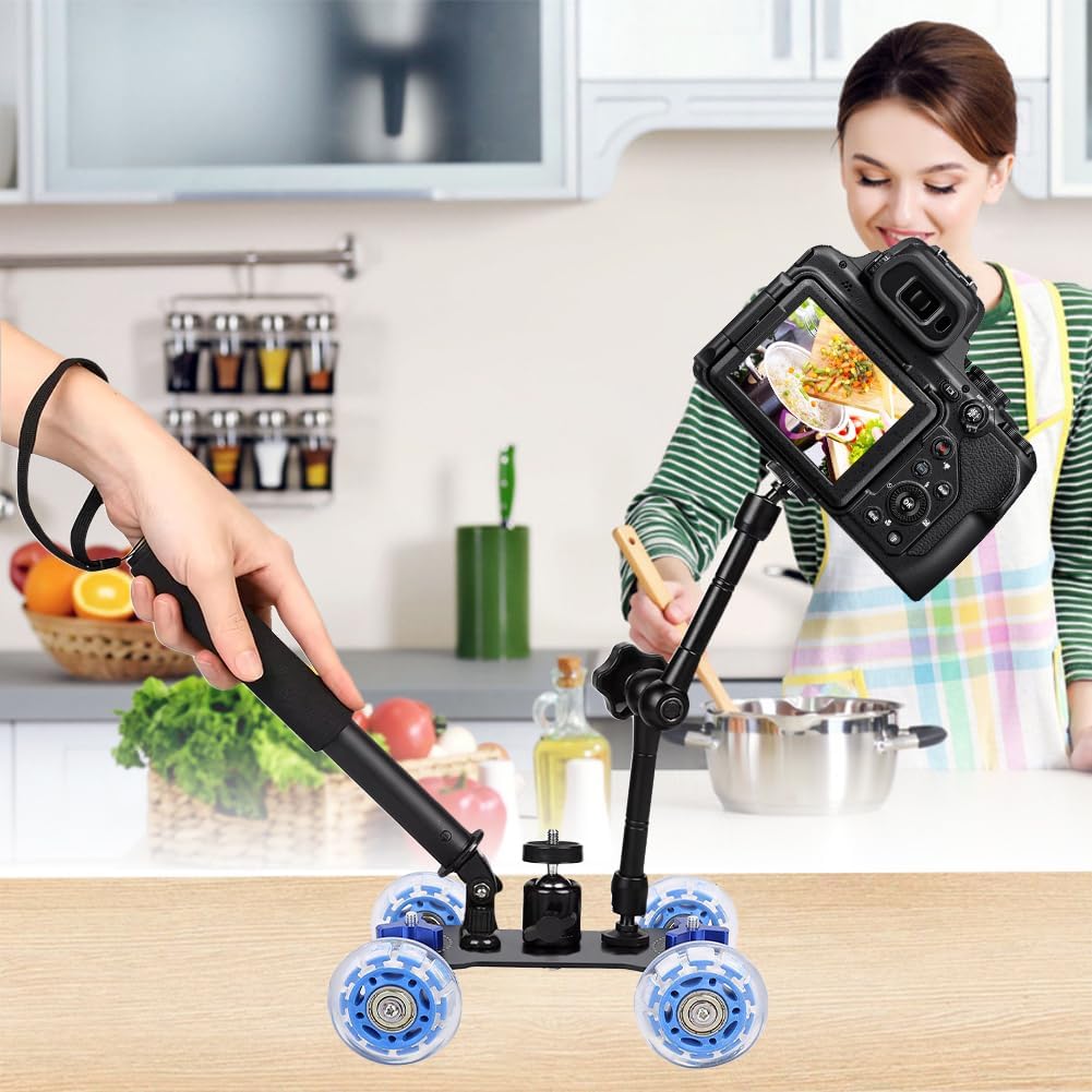 Joyzan 10KG Camera Dolly Wheel, Scaled Table Skater Slider Car Load Rail Roller Track Mini Adjustable Desktop Portable