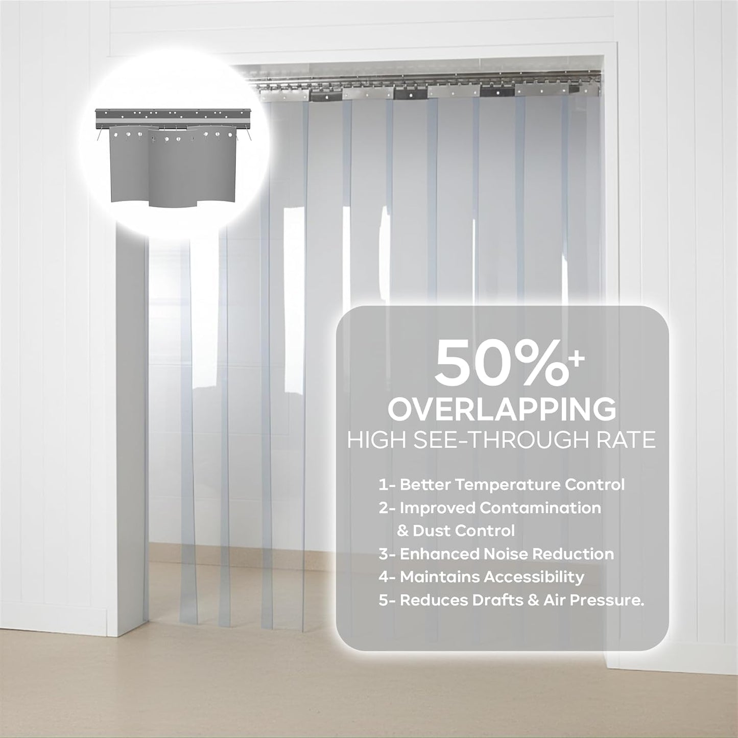 Acepunch PVC Strip Door Curtain Kit – 84" x 96" (7 x 8 ft), Clear Heavy Duty Vinyl Strips, Waterproof Insulated Barrier for Walk-in Freezers, Warehouse, Garage, Commercial Use 1173