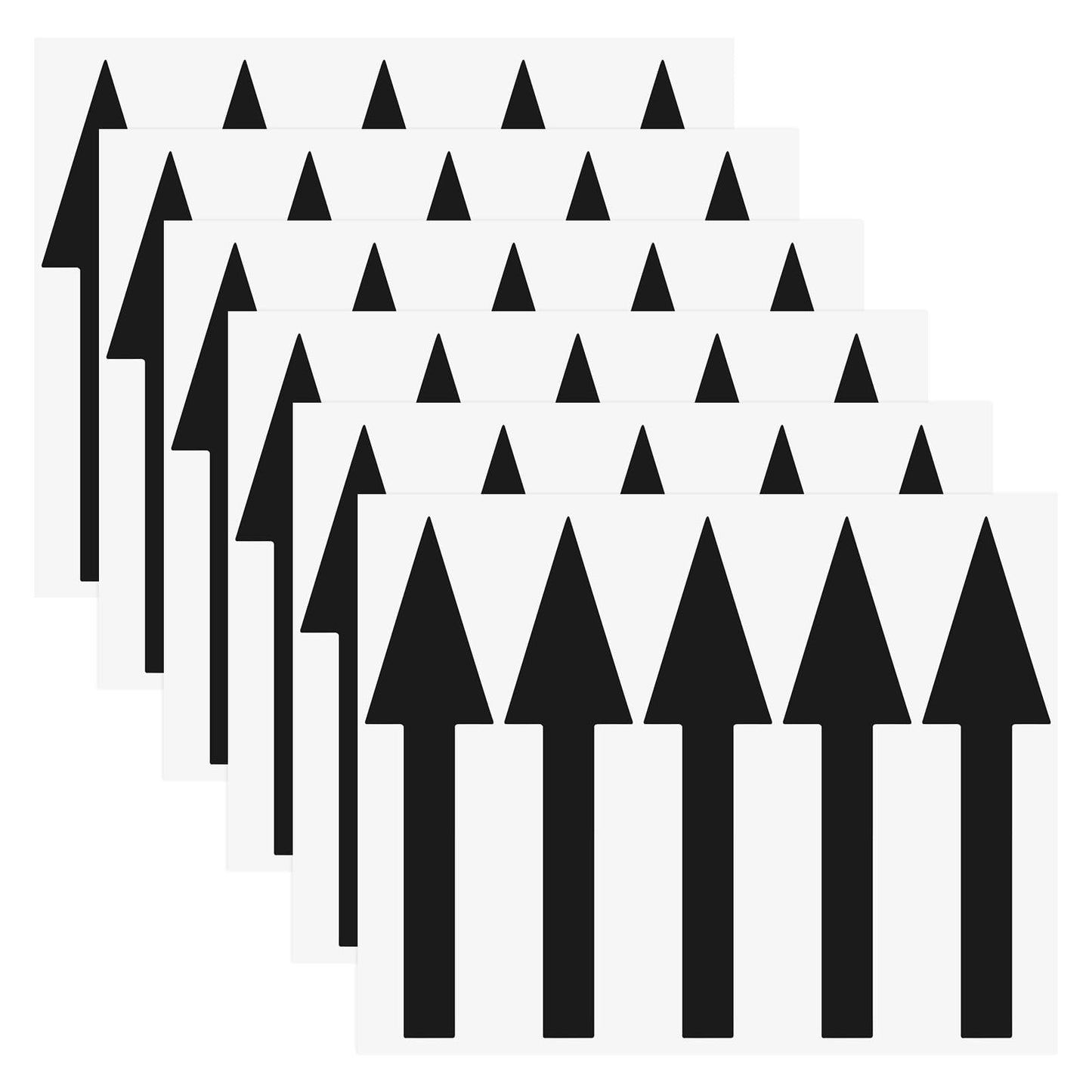 M METERXITY 6-Pack Arrow Sticker, 6 x 2 Inch/ 150 x 37 mm PVC Waterproof Self-Adhesive Directional Arrows Removable Directional Floor Decal Stickers for Wall Marking/Road Sign [Black]