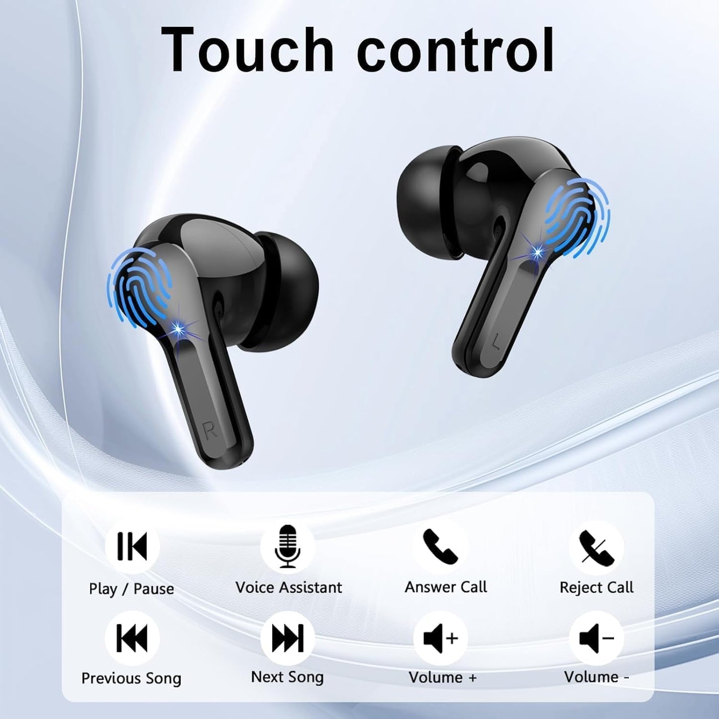 5.4 4 48H IP7 Wireless Earbuds, Bluetooth Headphones HiFi Stereo, Ear Buds with ENC Noise Cancelling Mics, Bluetooth