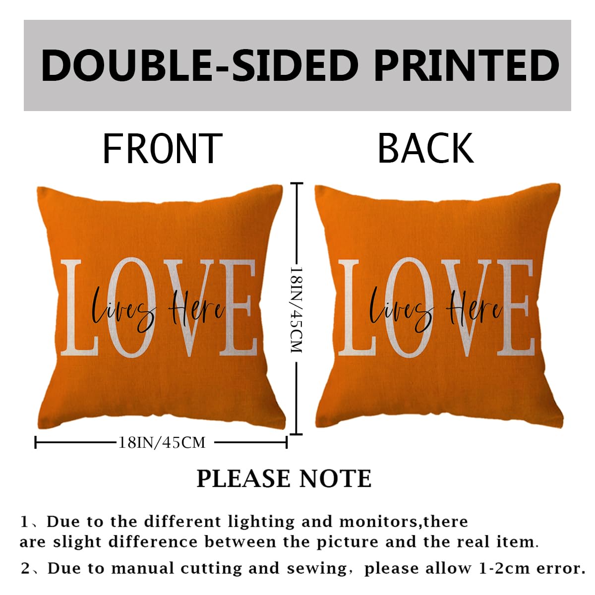 Bless Our Home Throw Pillow Covers 18x18 Double-sided Printed Farmhouse Geometric Dahlia Floral Pillowcases Modern Decorative Cushion Covers 4Pack for Porch Couch Sofa Decor (Orange)