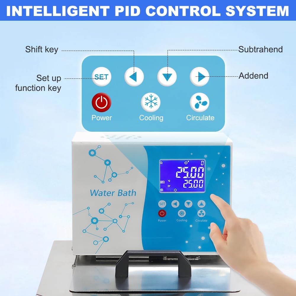 US In Stock -40℃ ~100℃ Laboratory Chiller Circulator 6L Chiller Lab Low Temperature Cooling Liquid Circulator Pump Chiller Lab Recirculating Chiller Water Bath Recirculating Water Cooling Chiller,110V