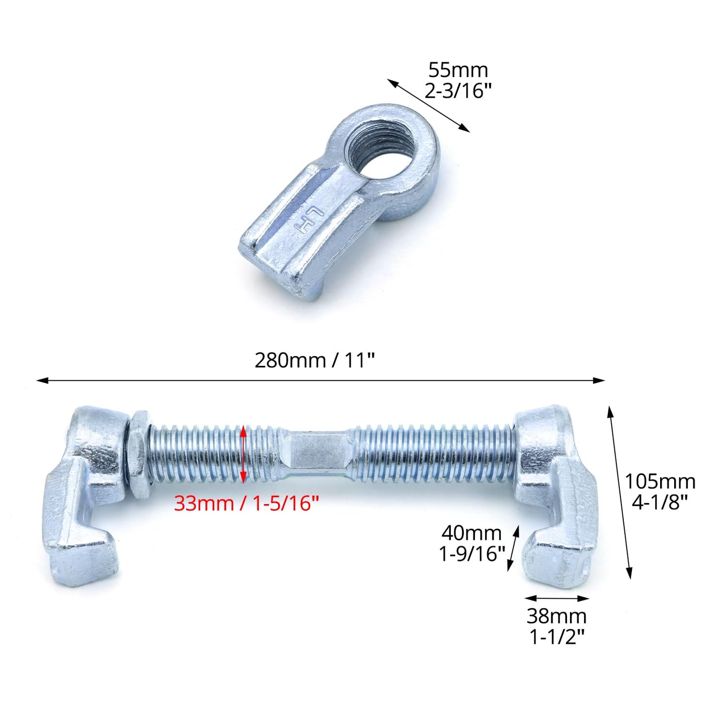 QWORK Rail Shipping Container Bridge Fittings Clamp, 4 Pcs, 260 mm Clamps, Zinc Coated, Corrosion Resistant